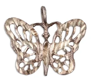 sterling silver etched butterfly pendant