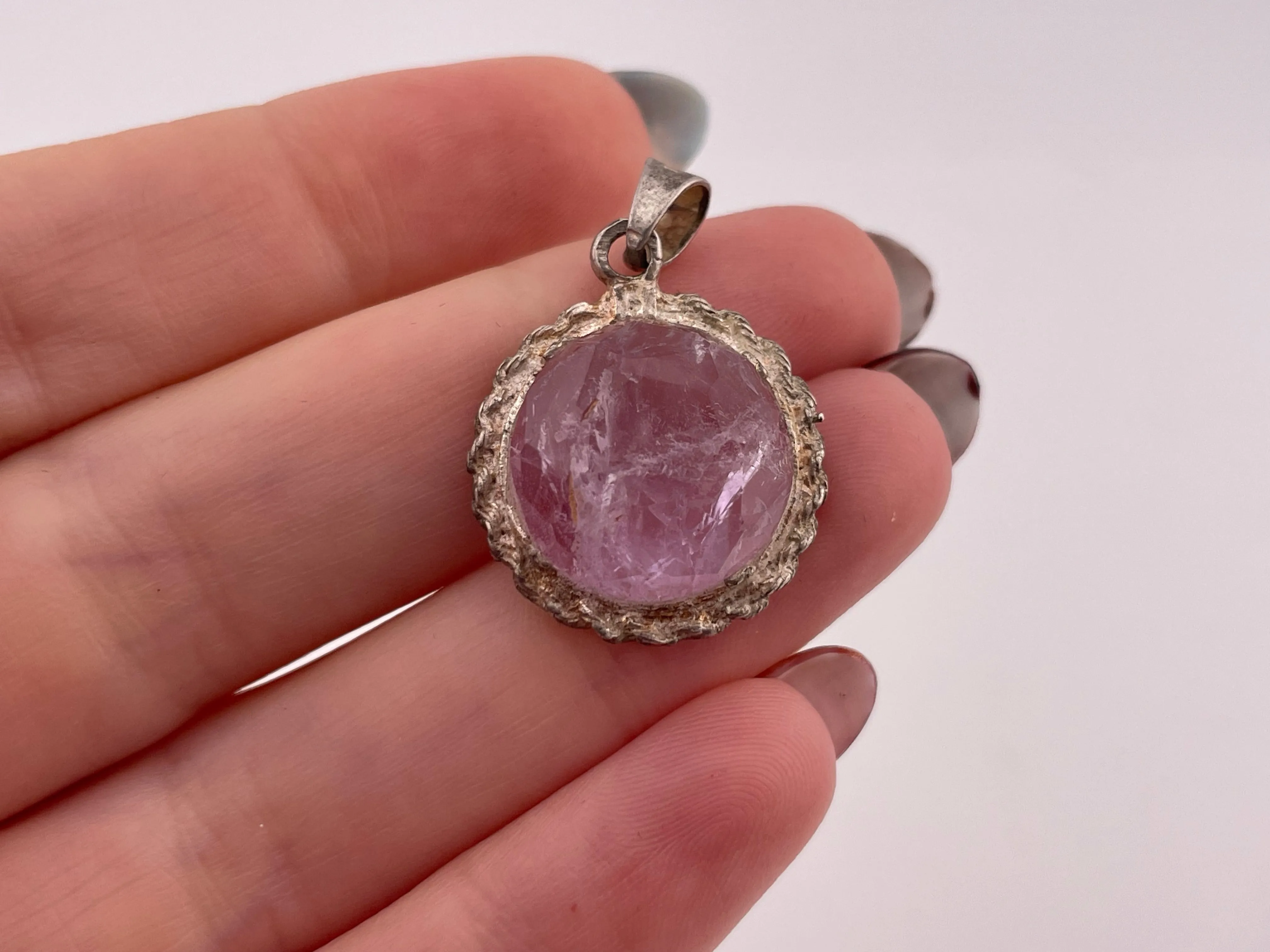 sterling silver faceted amethyst pendant