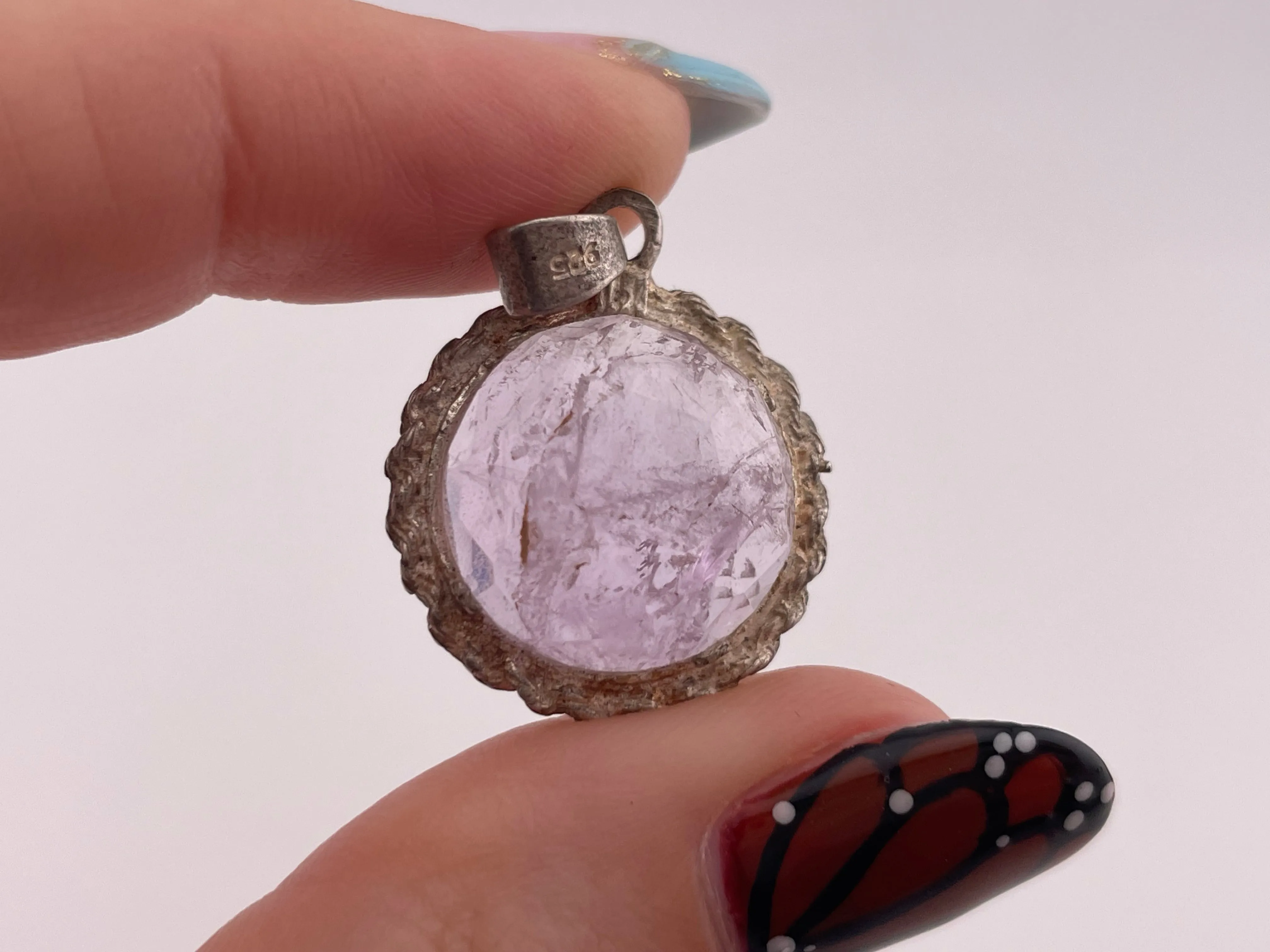 sterling silver faceted amethyst pendant