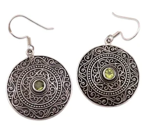 sterling silver faceted peridot dangle earrings
