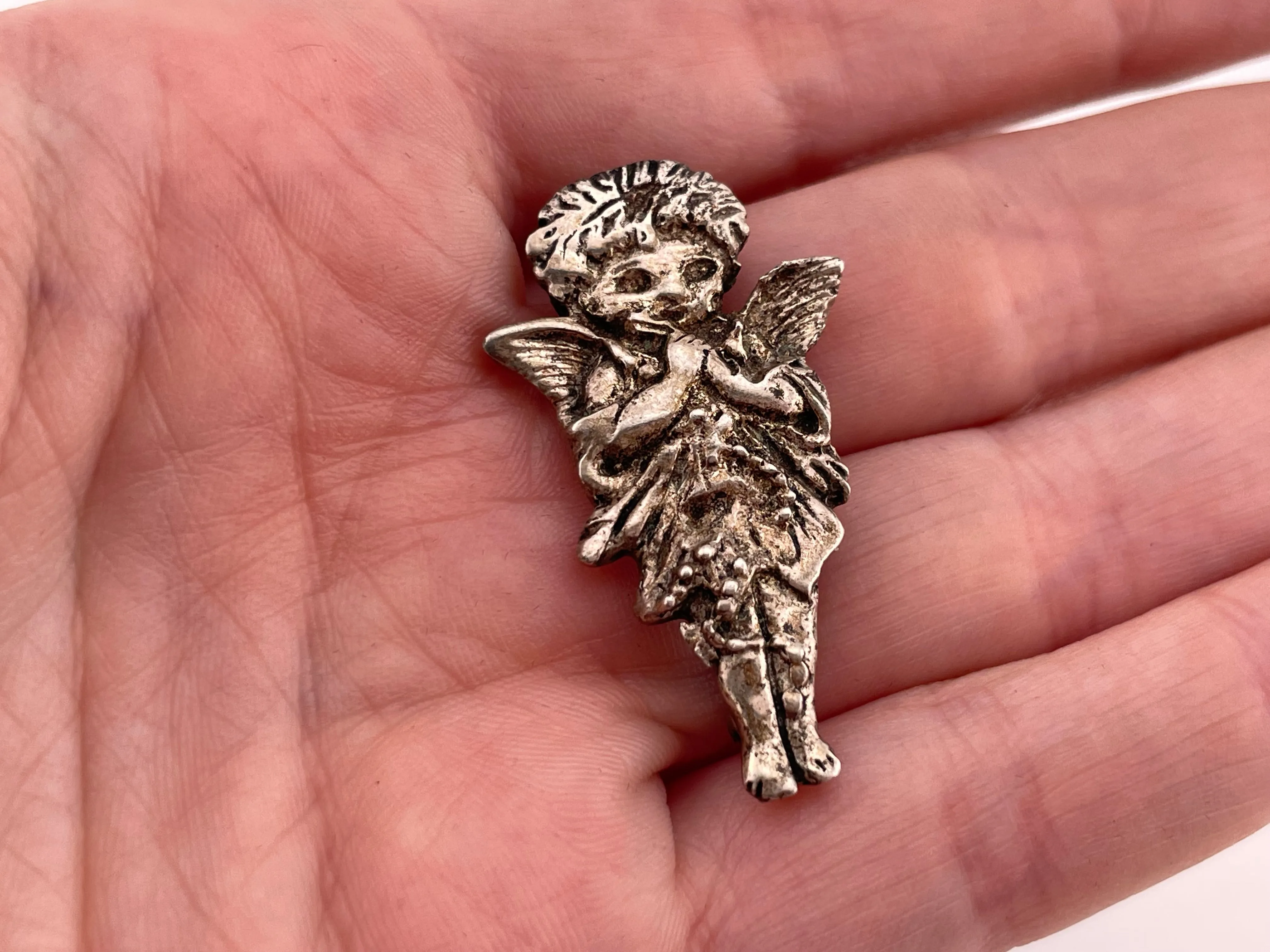 sterling silver fairy nymph brooch