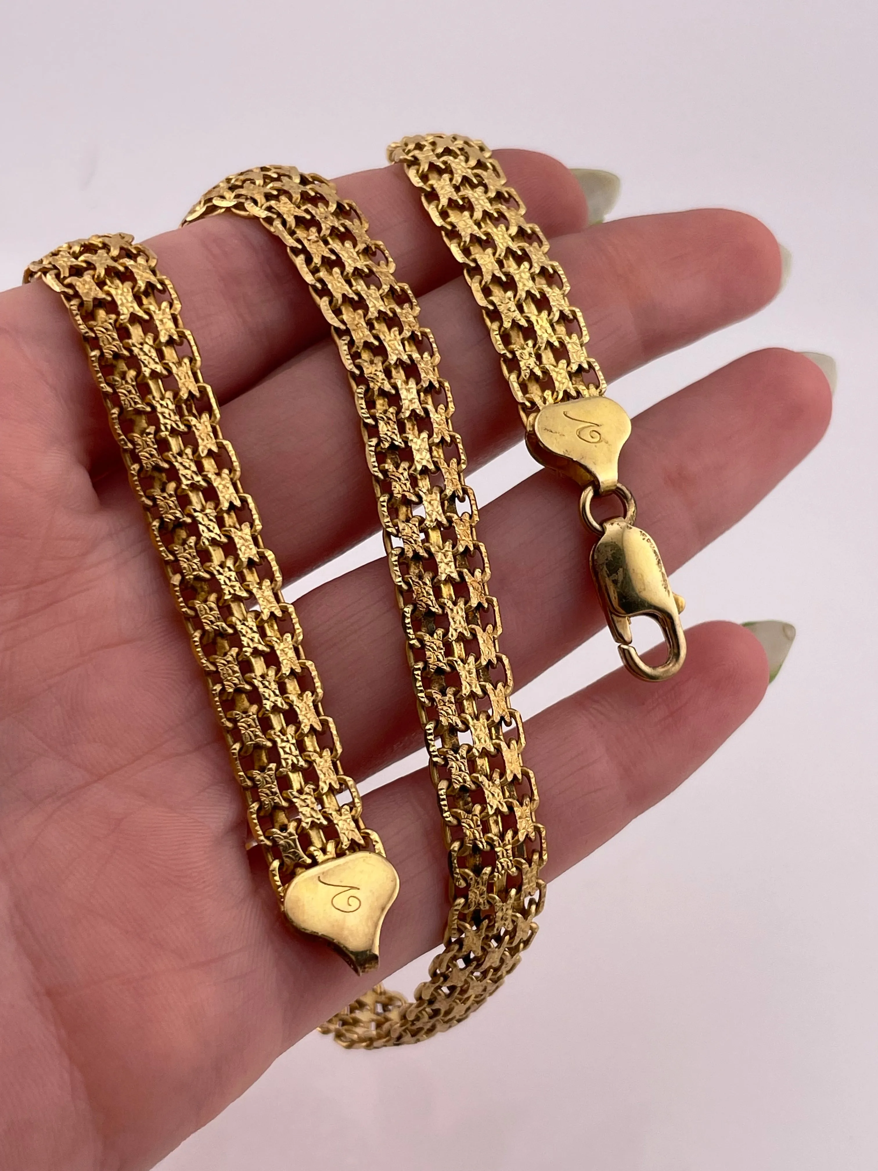 sterling silver gold plated 18" textured chain necklace