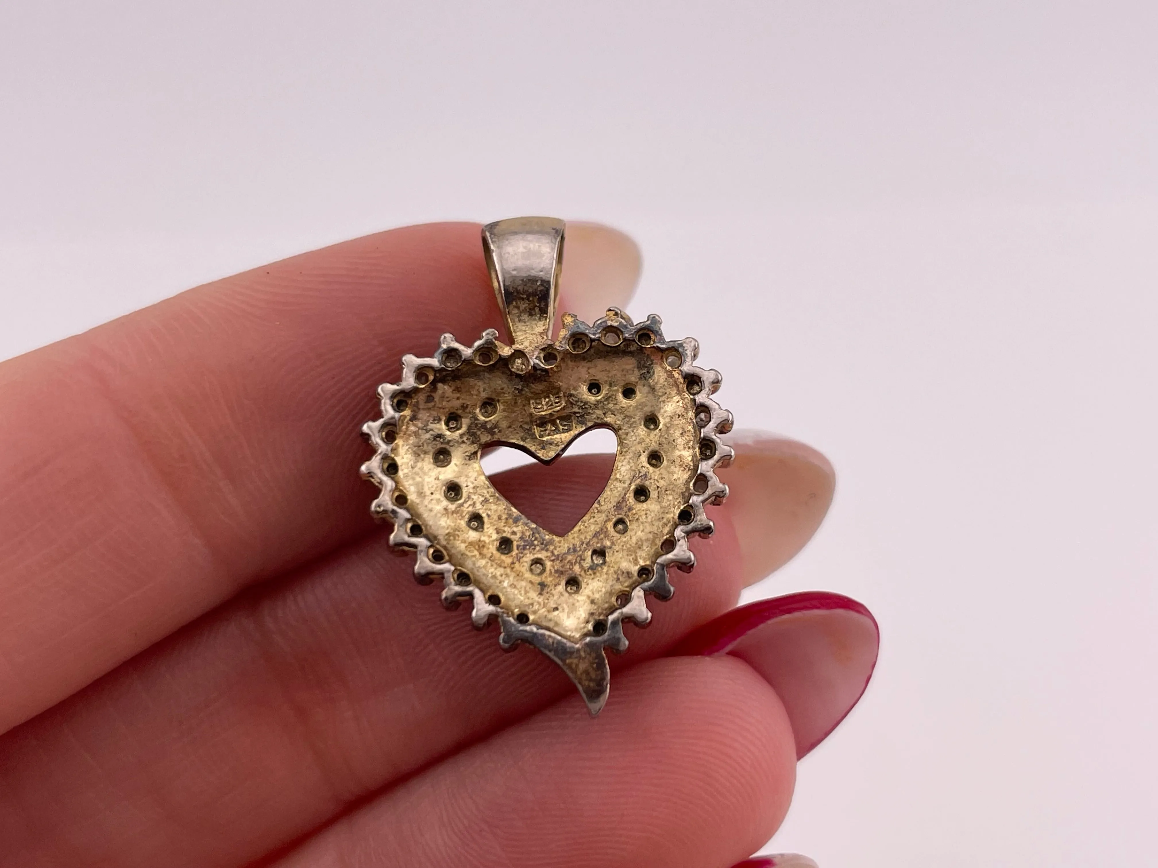 sterling silver gold plated CZ heart pendant