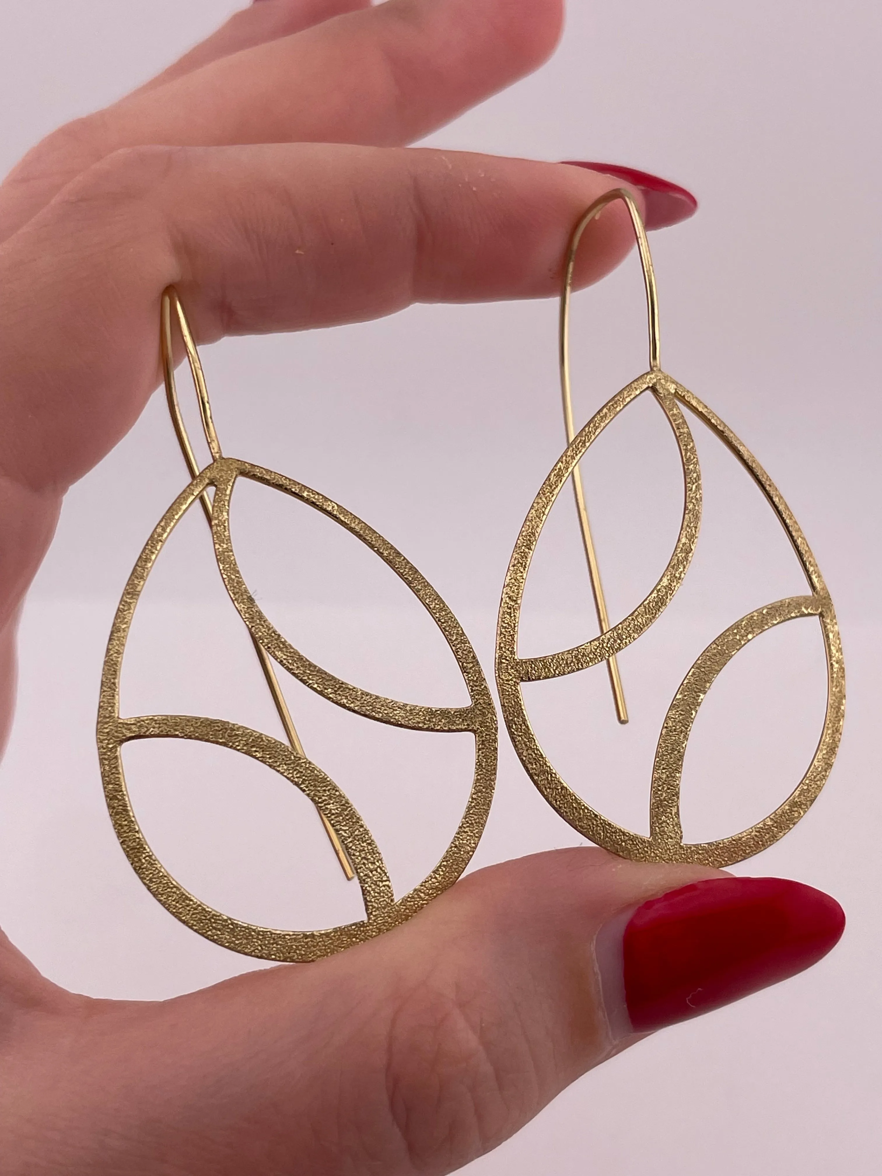 sterling silver gold plated textured threader hook dangle earrings