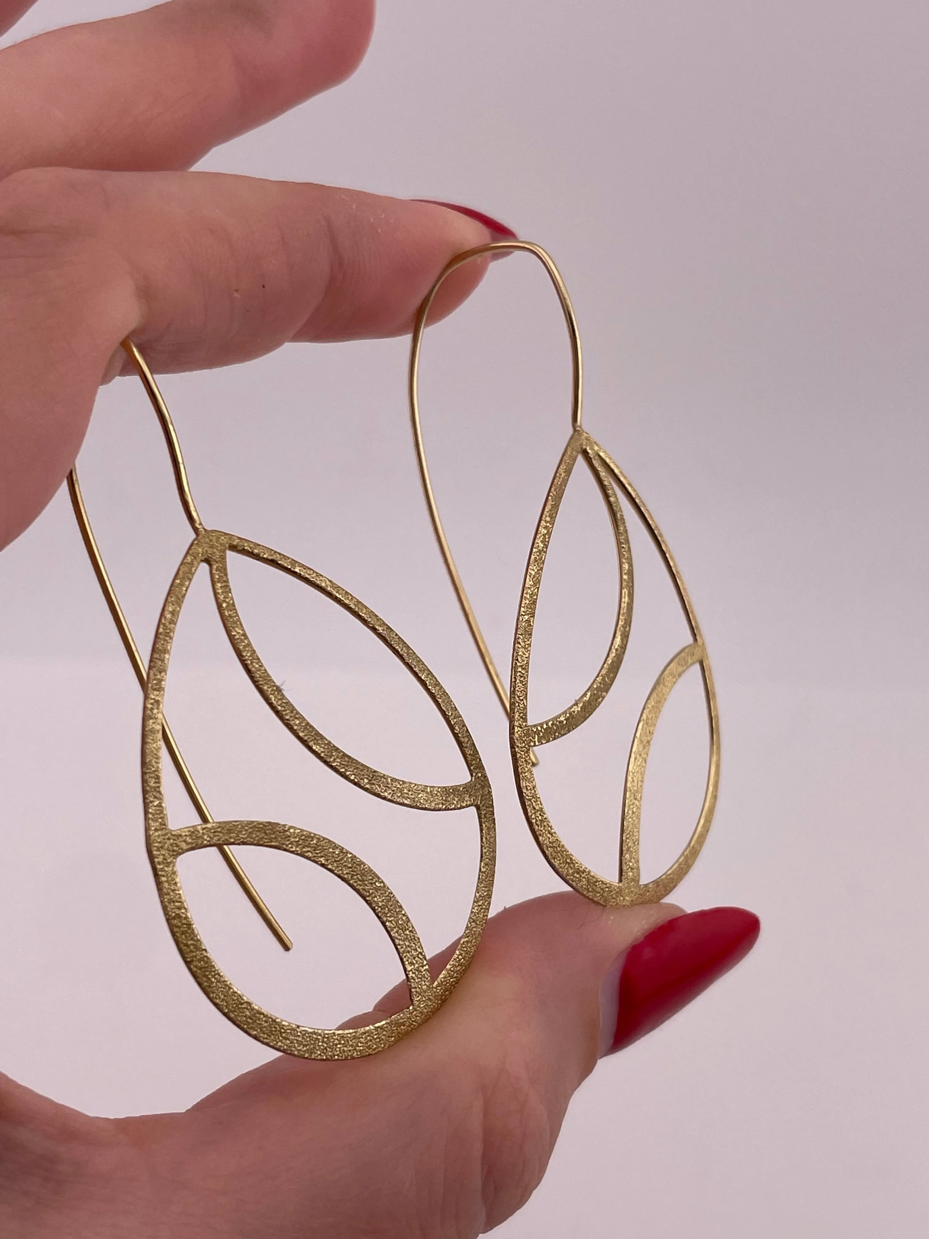 sterling silver gold plated textured threader hook dangle earrings