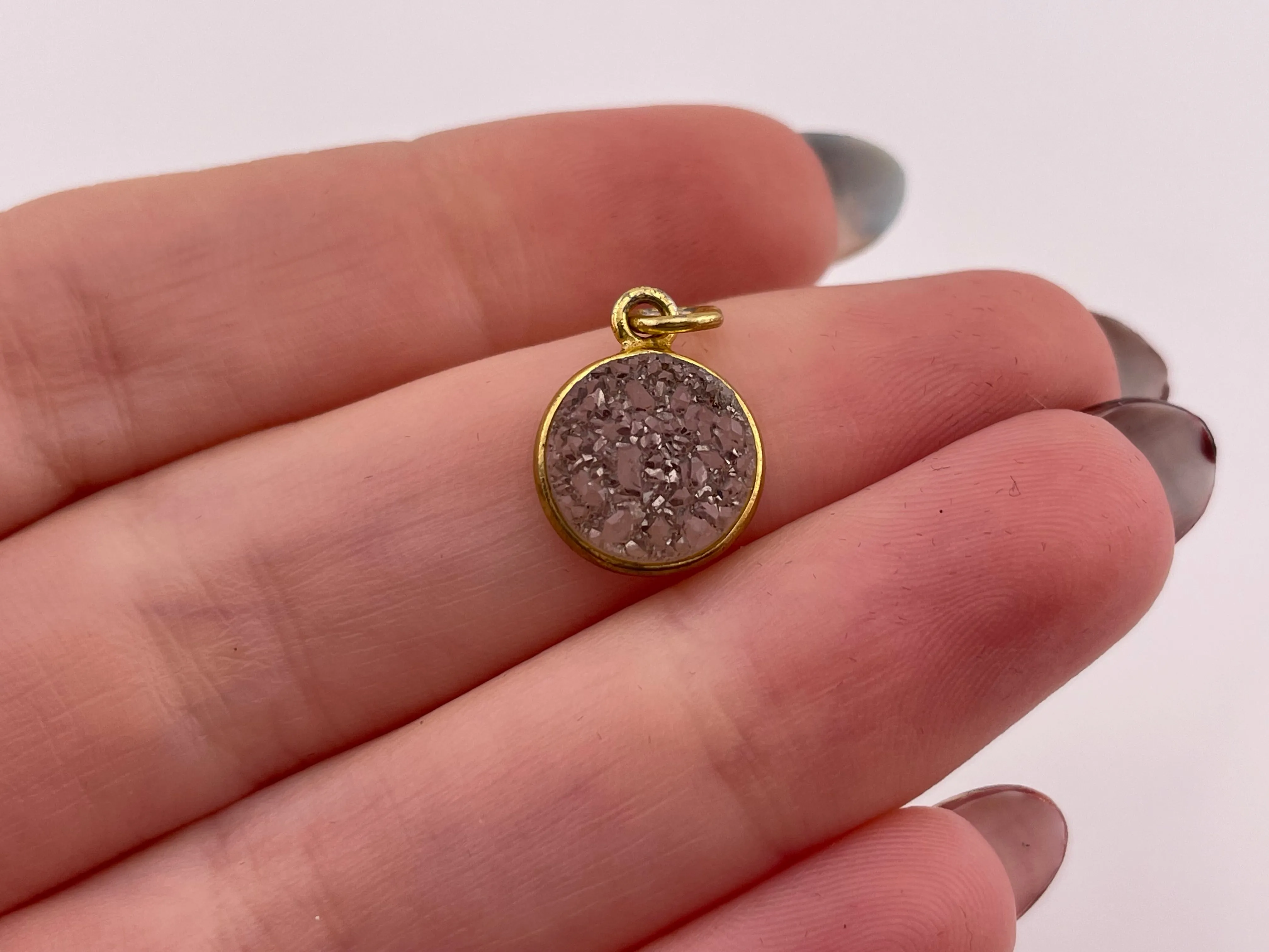 sterling silver gold wash small druzy pendant