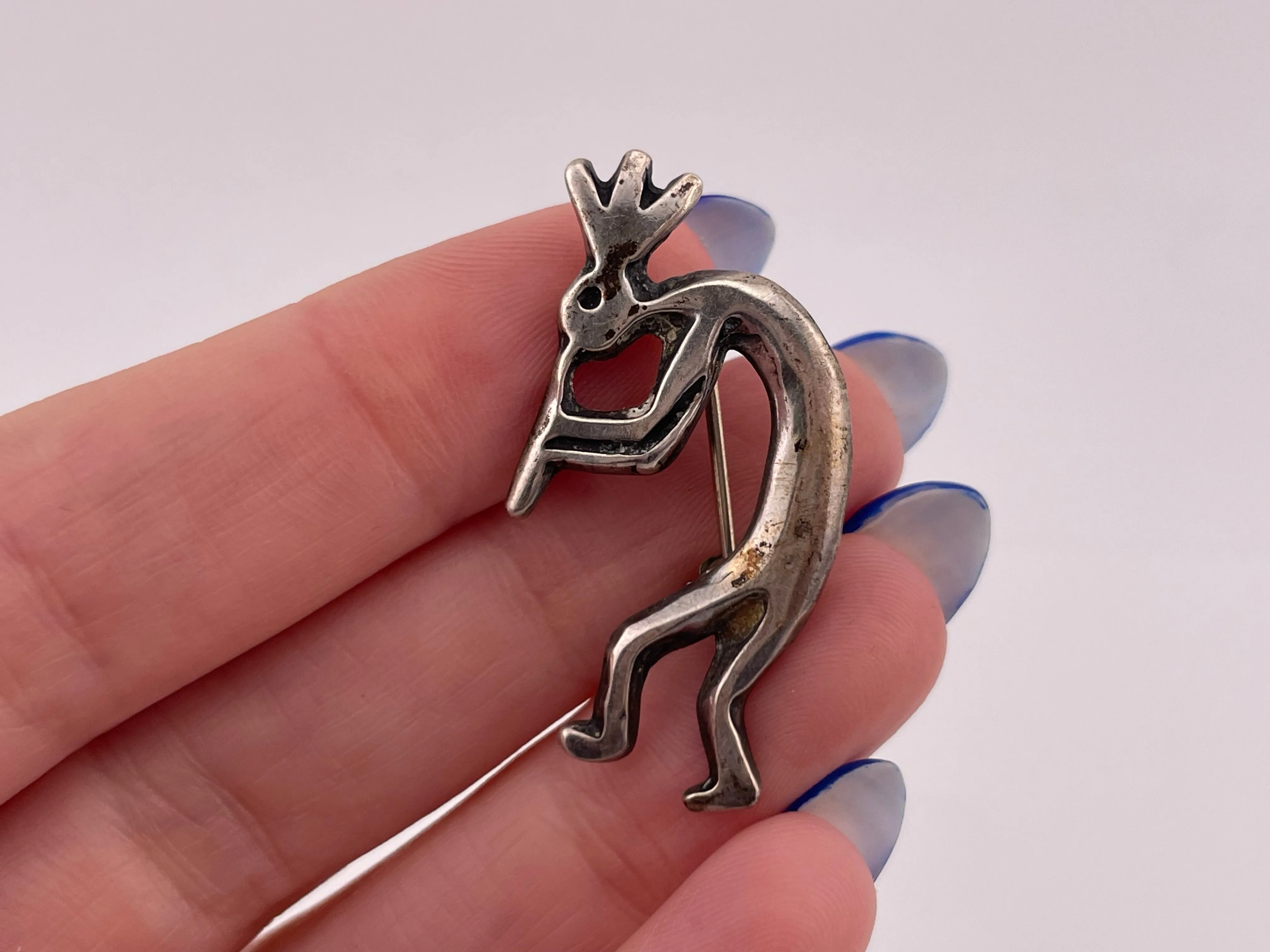 sterling silver Kokopelli brooch pin