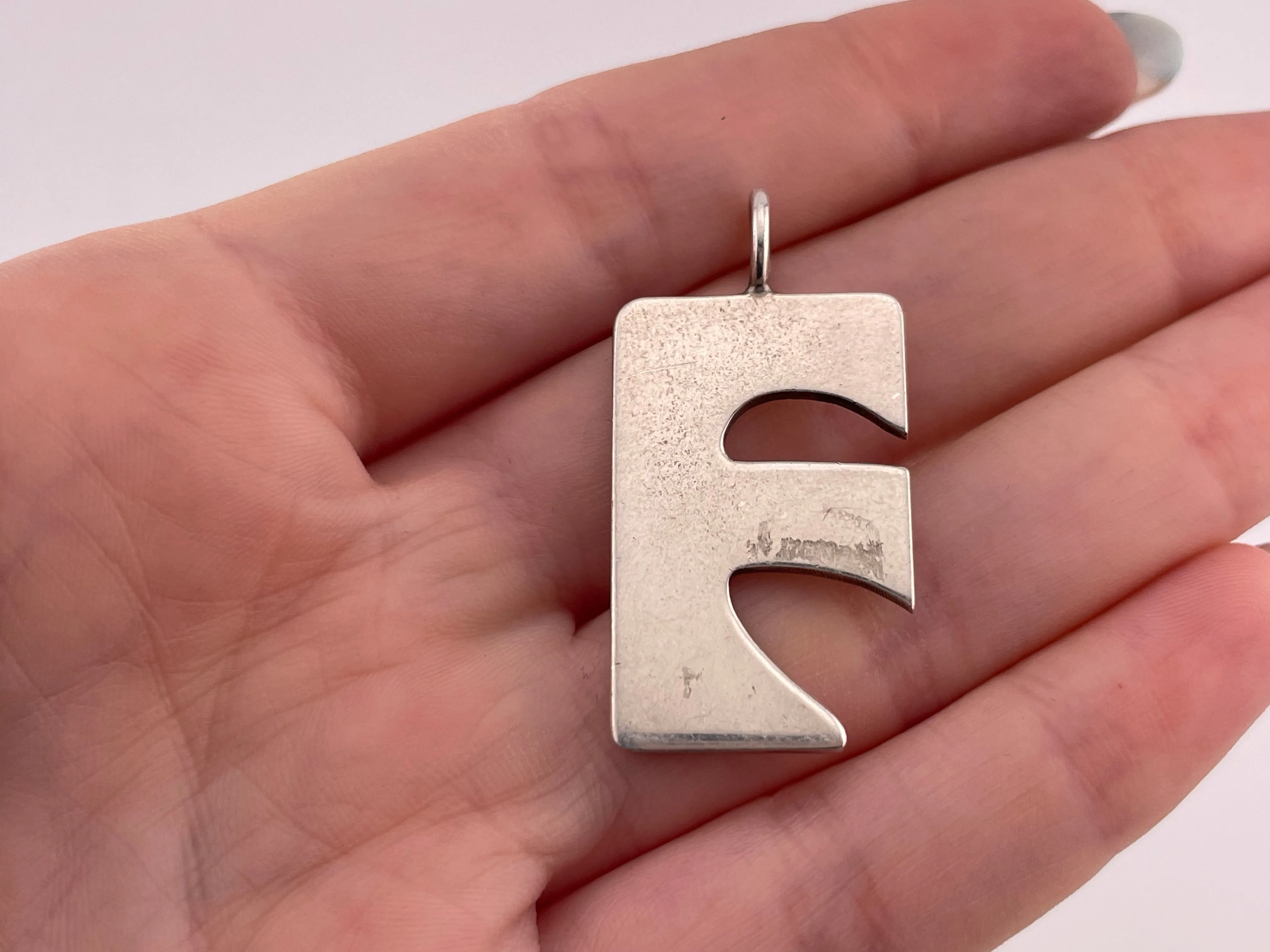 sterling silver Leonore Doskow 'F' letter initial pendant