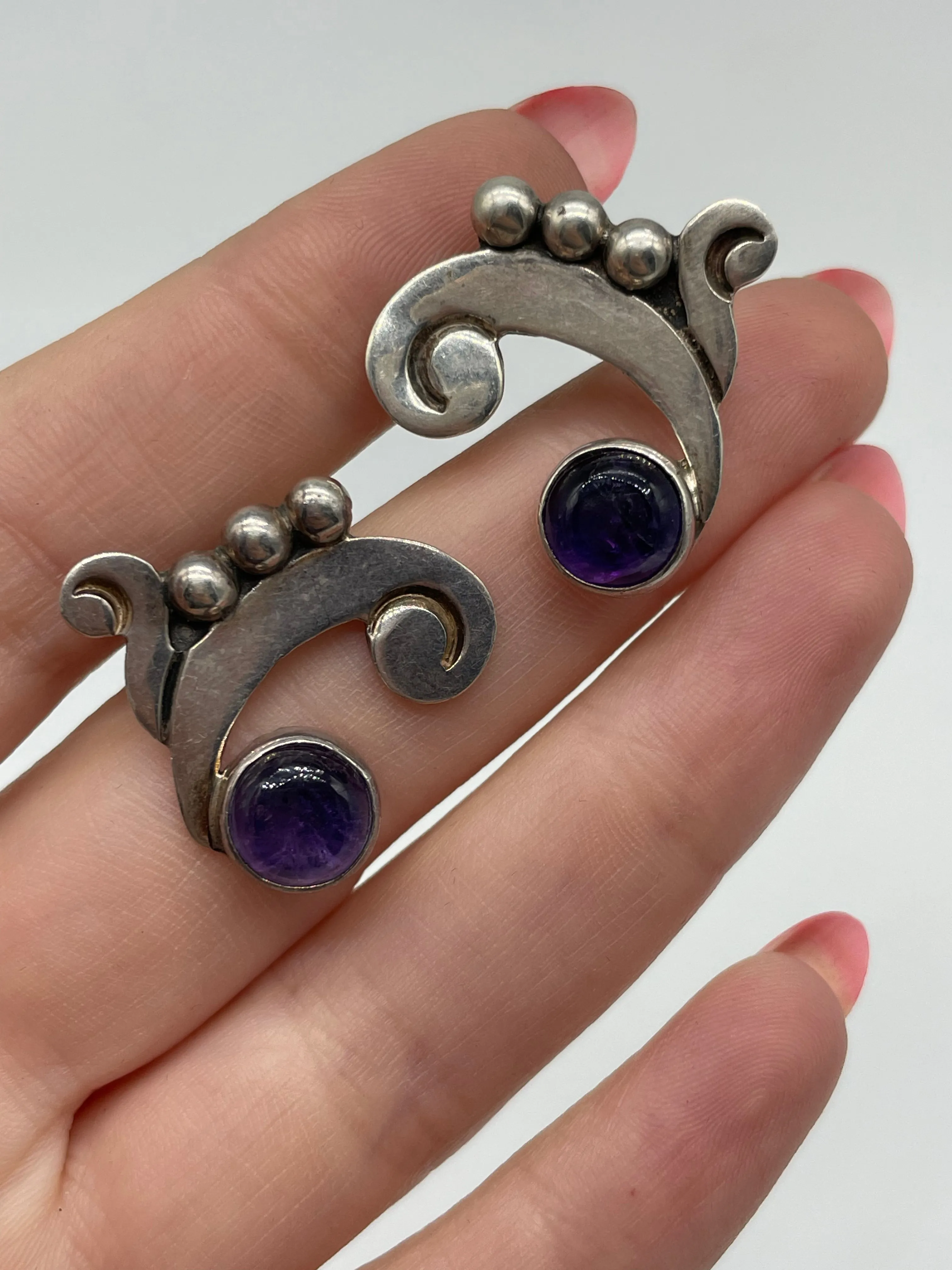 sterling silver Mexican amethyst screw-back earrings **non-sterling screw backs**