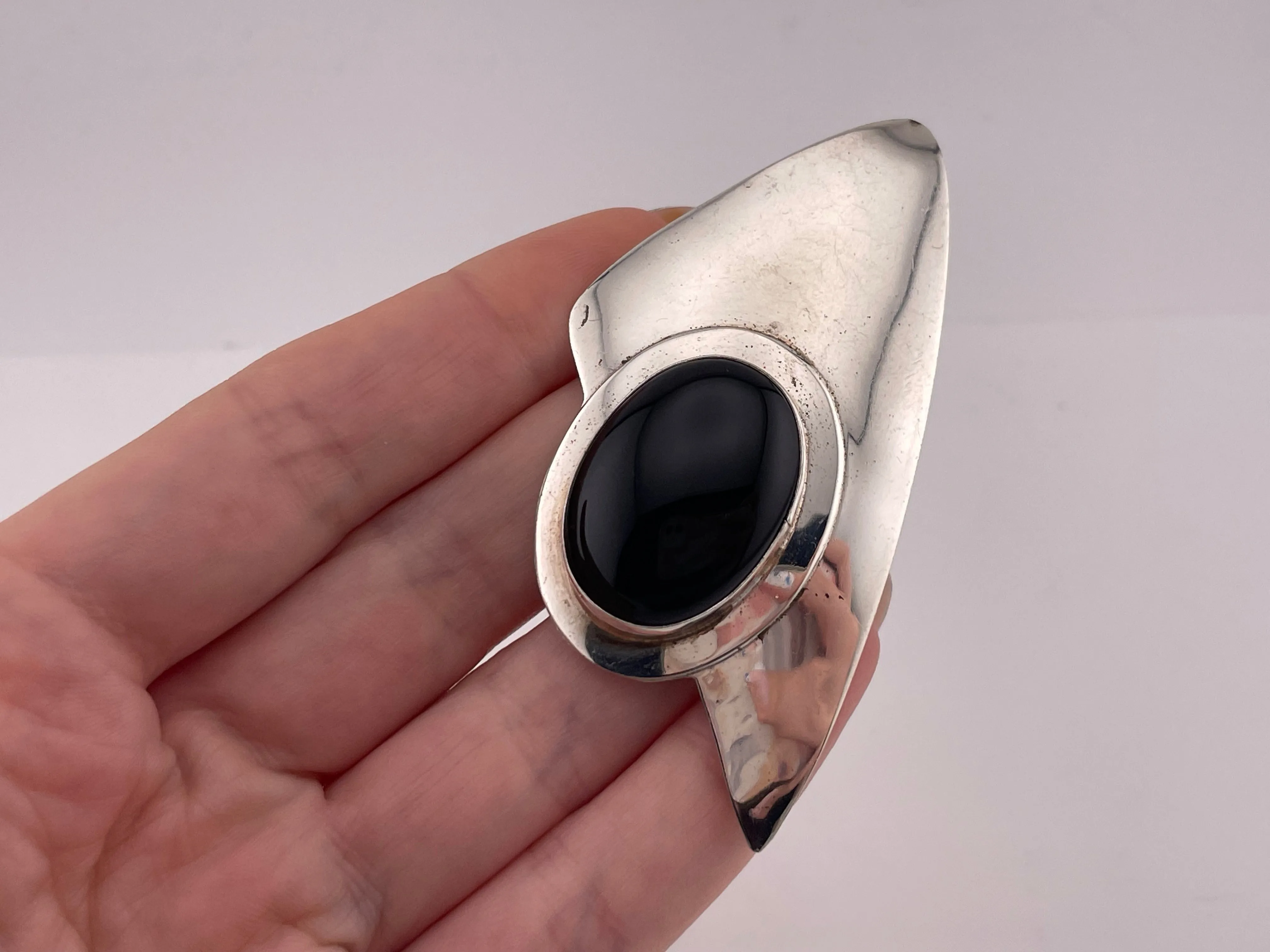 sterling silver onyx pendant brooch pin combo
