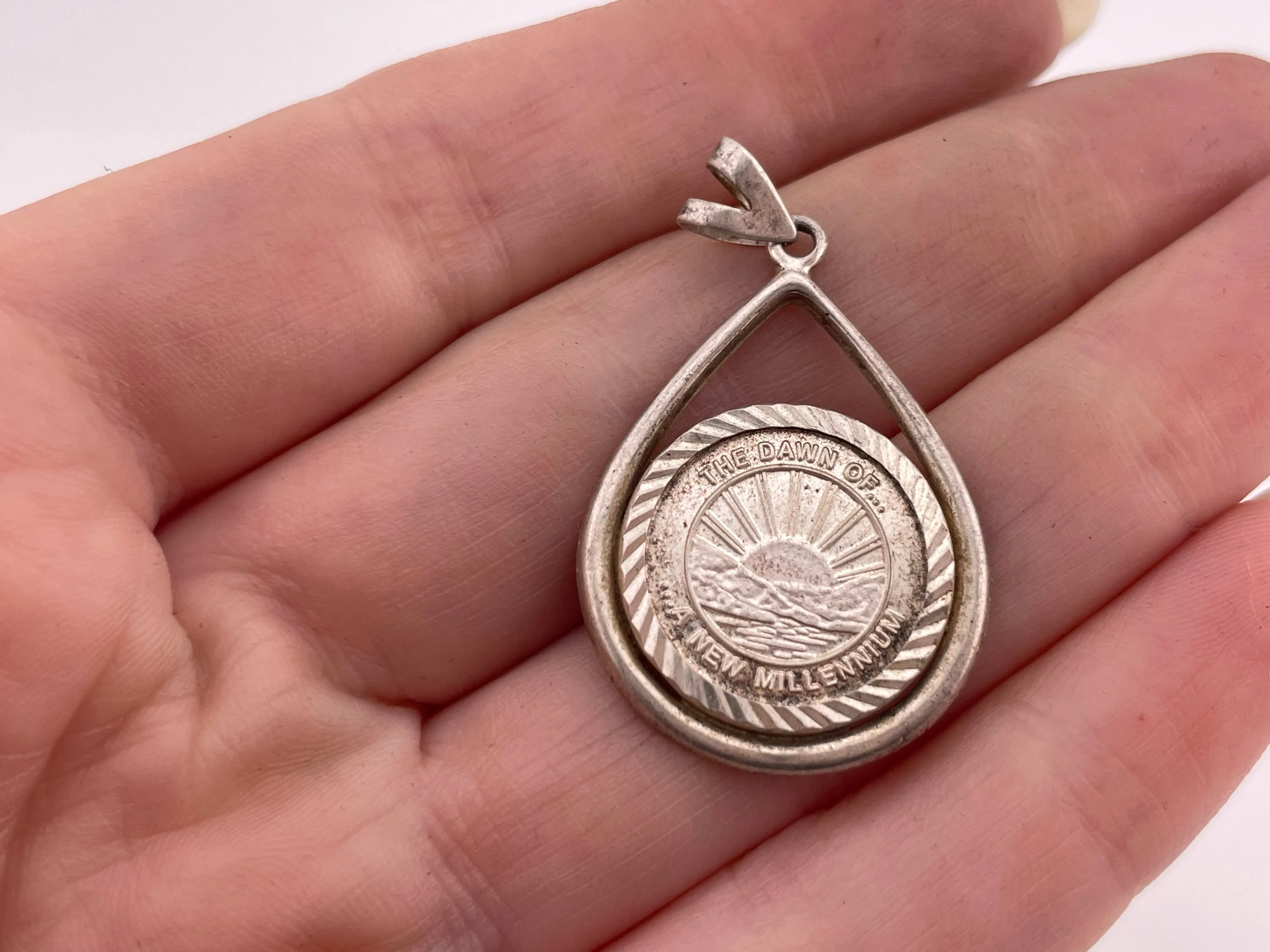 sterling silver "The Dawn of ... A New Millennium" sun pendant