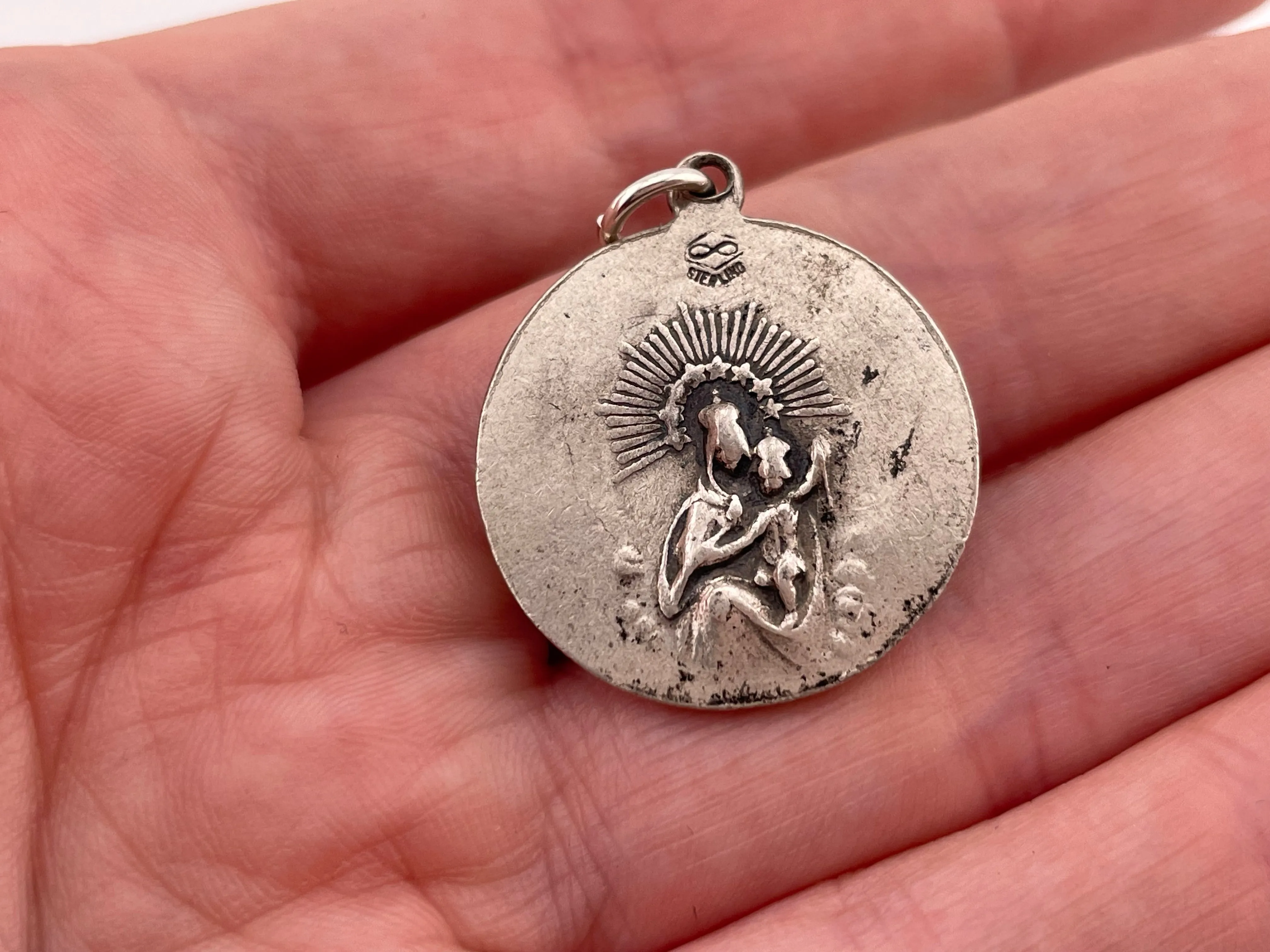sterling silver religious Jesus profile pendant