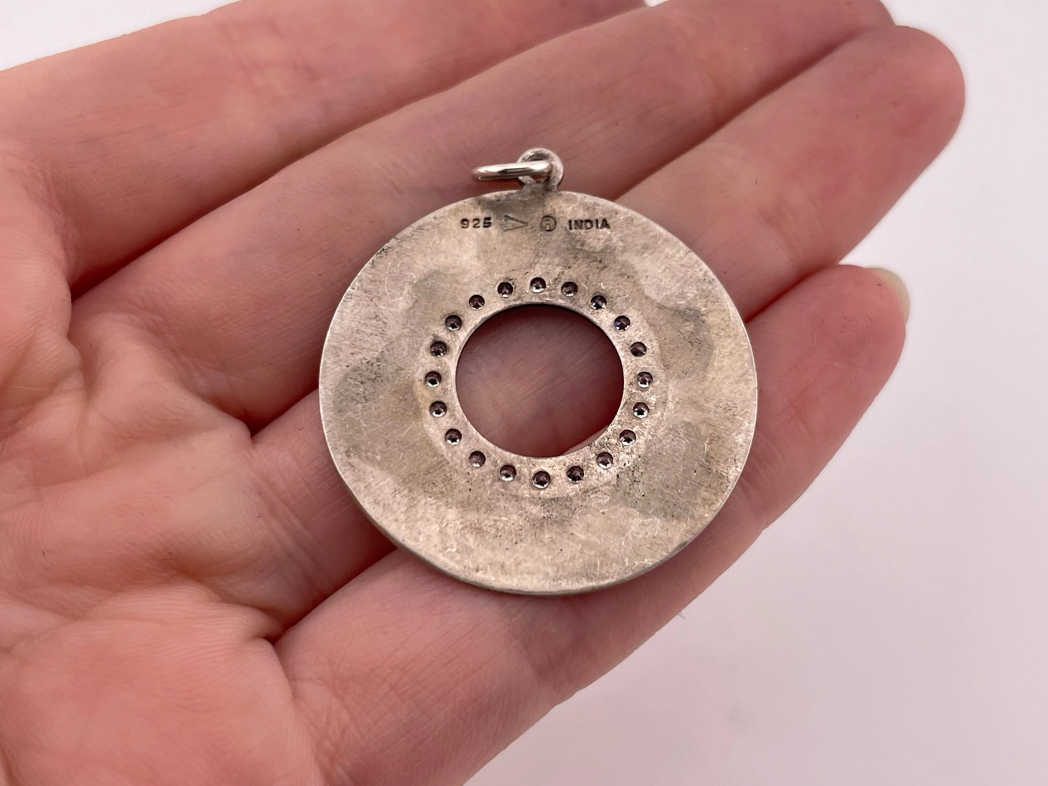sterling silver rhinestone textured Silpada pendant