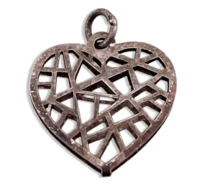 sterling silver small cut-out design heart pendant