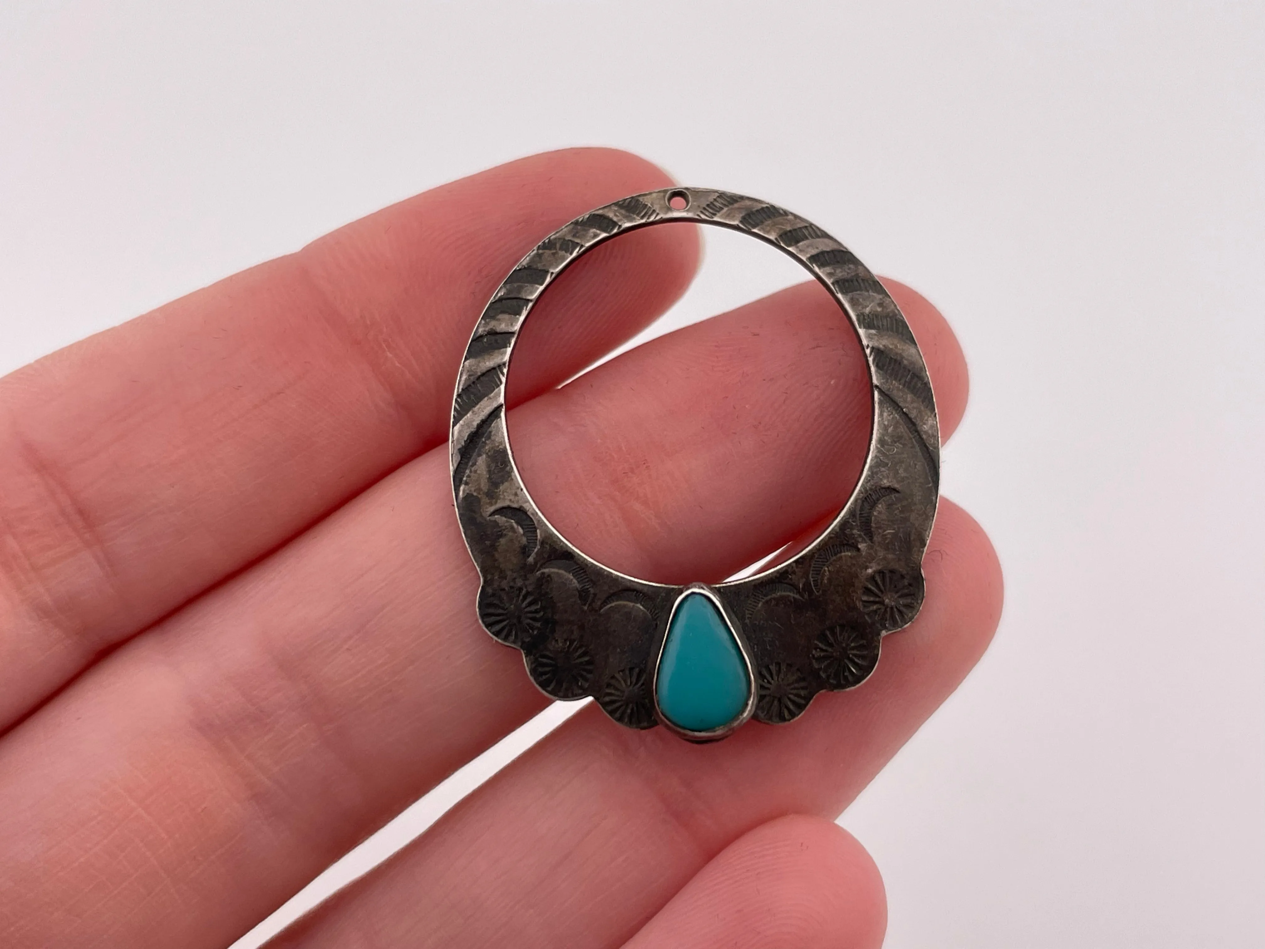 sterling silver synthetic turquoise pendant