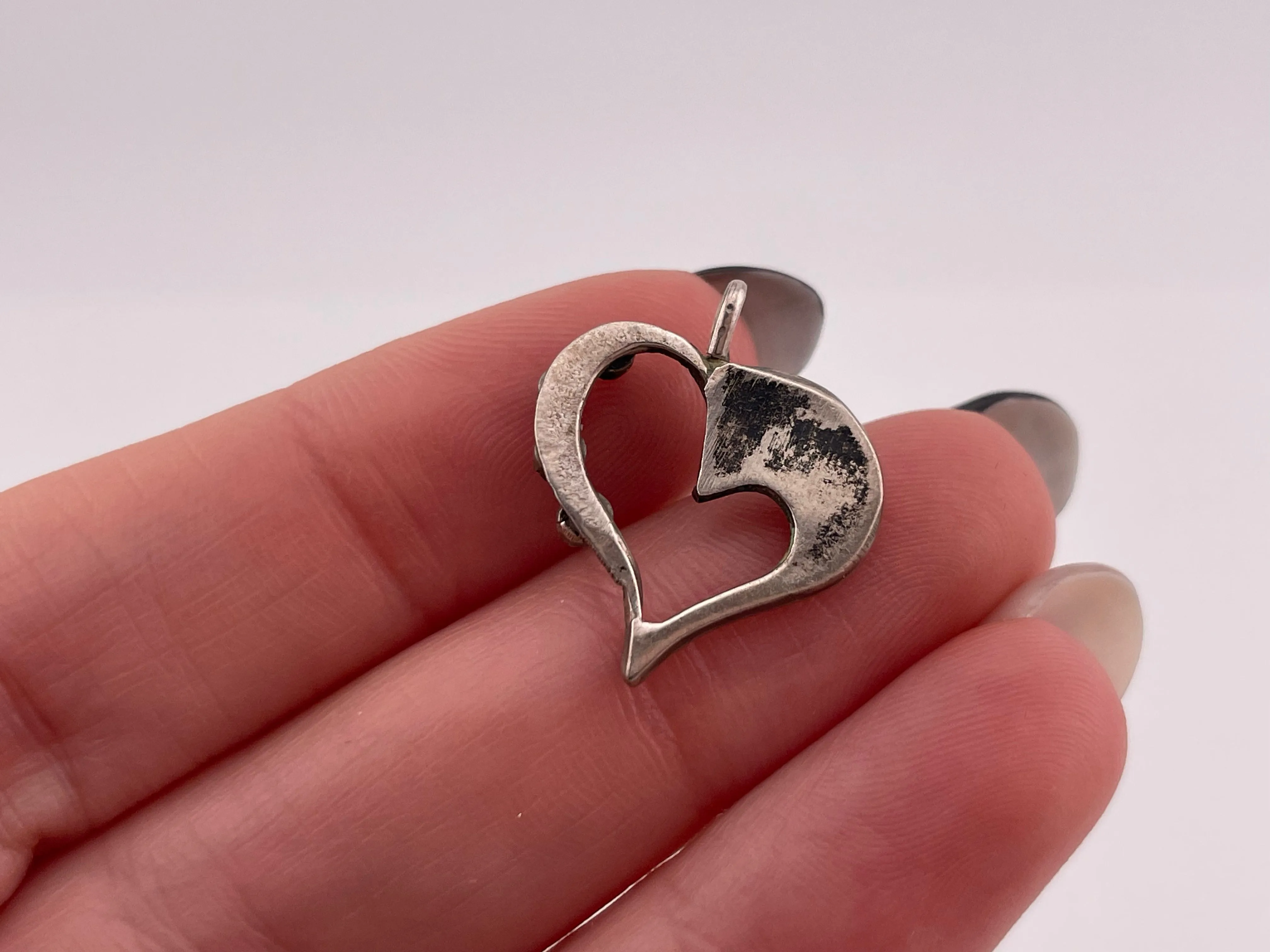 sterling silver turquoise & mother of pearl heart pendant