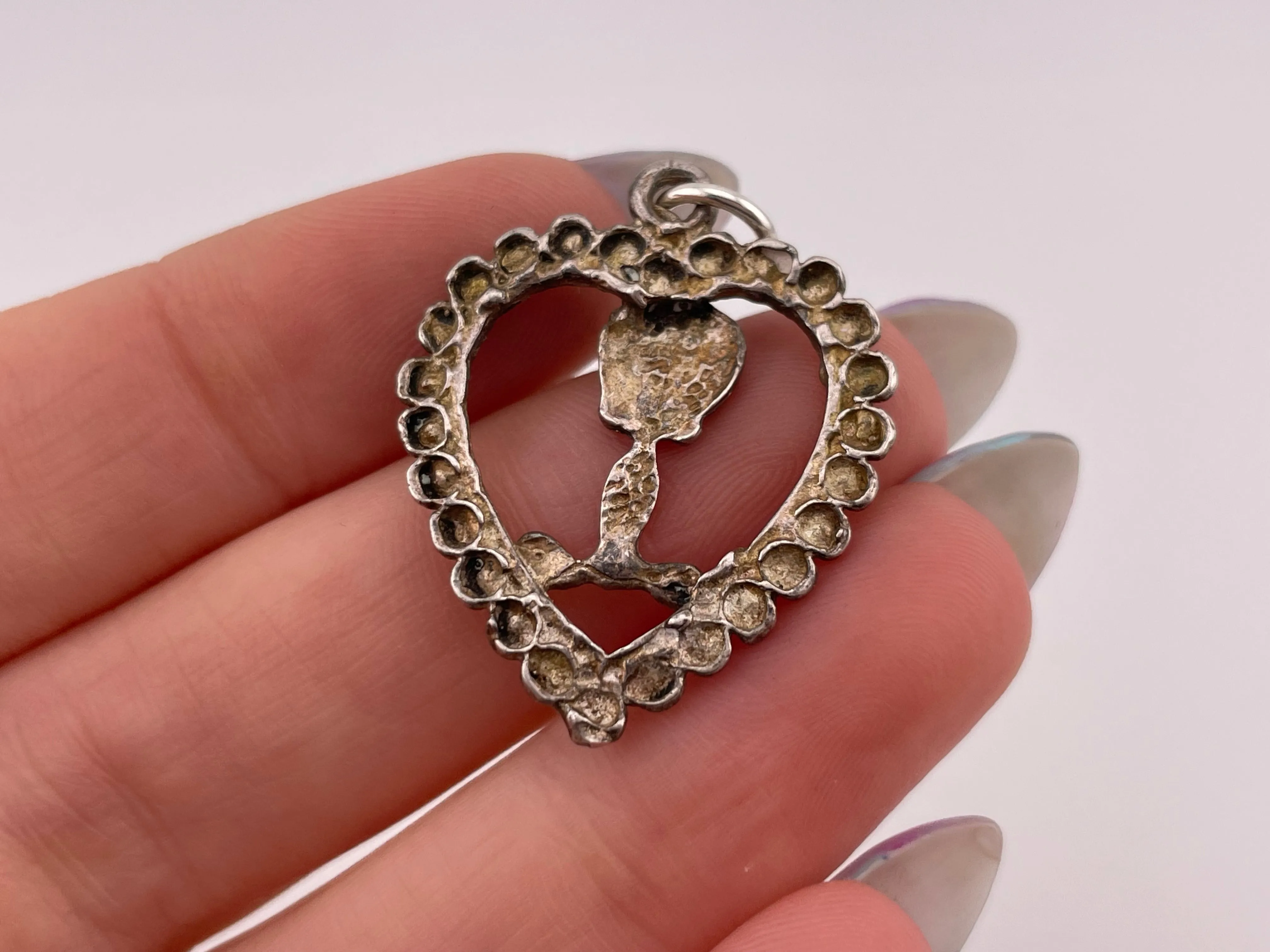 sterling silver Tweety heart pendant