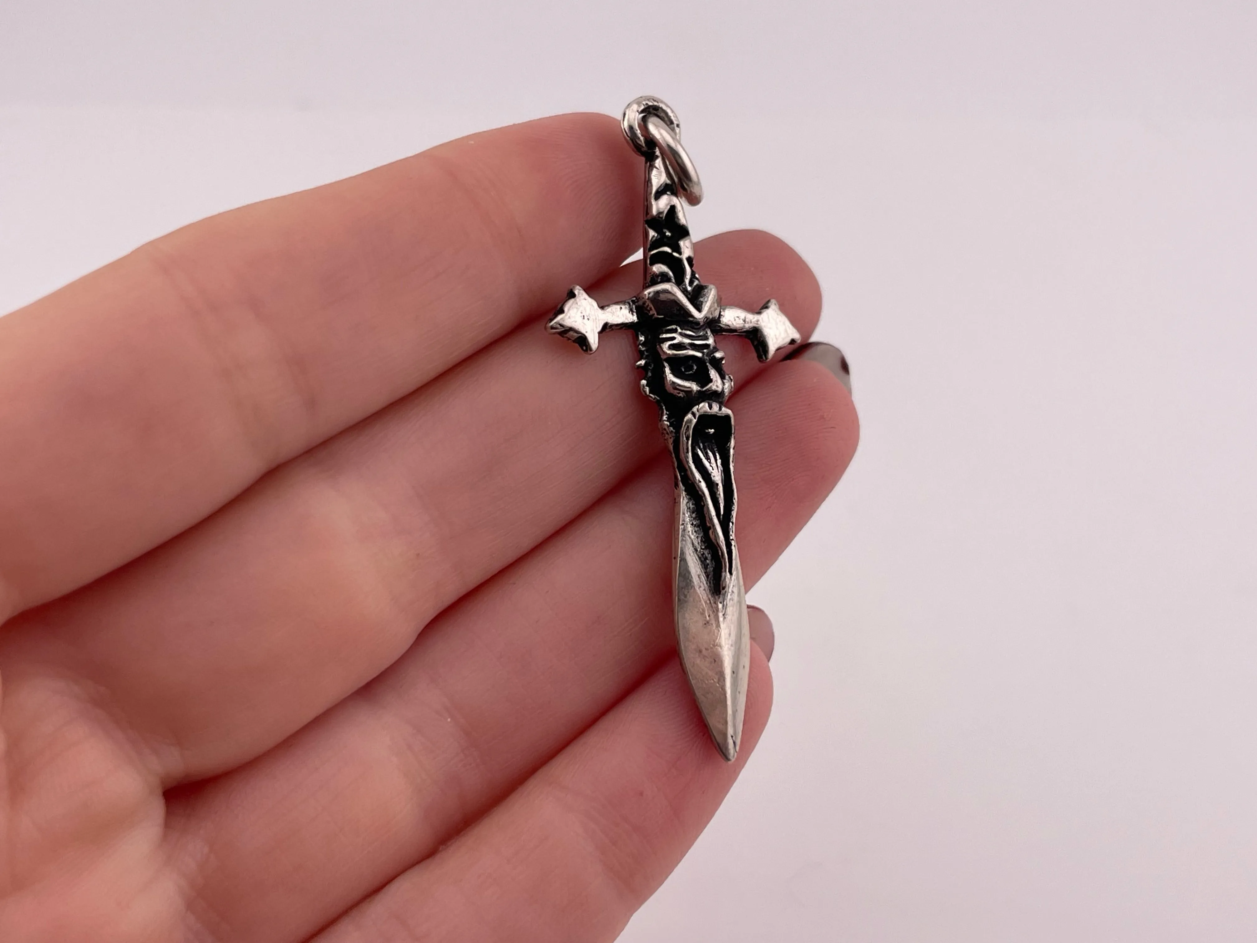 sterling silver wizard sword pendant