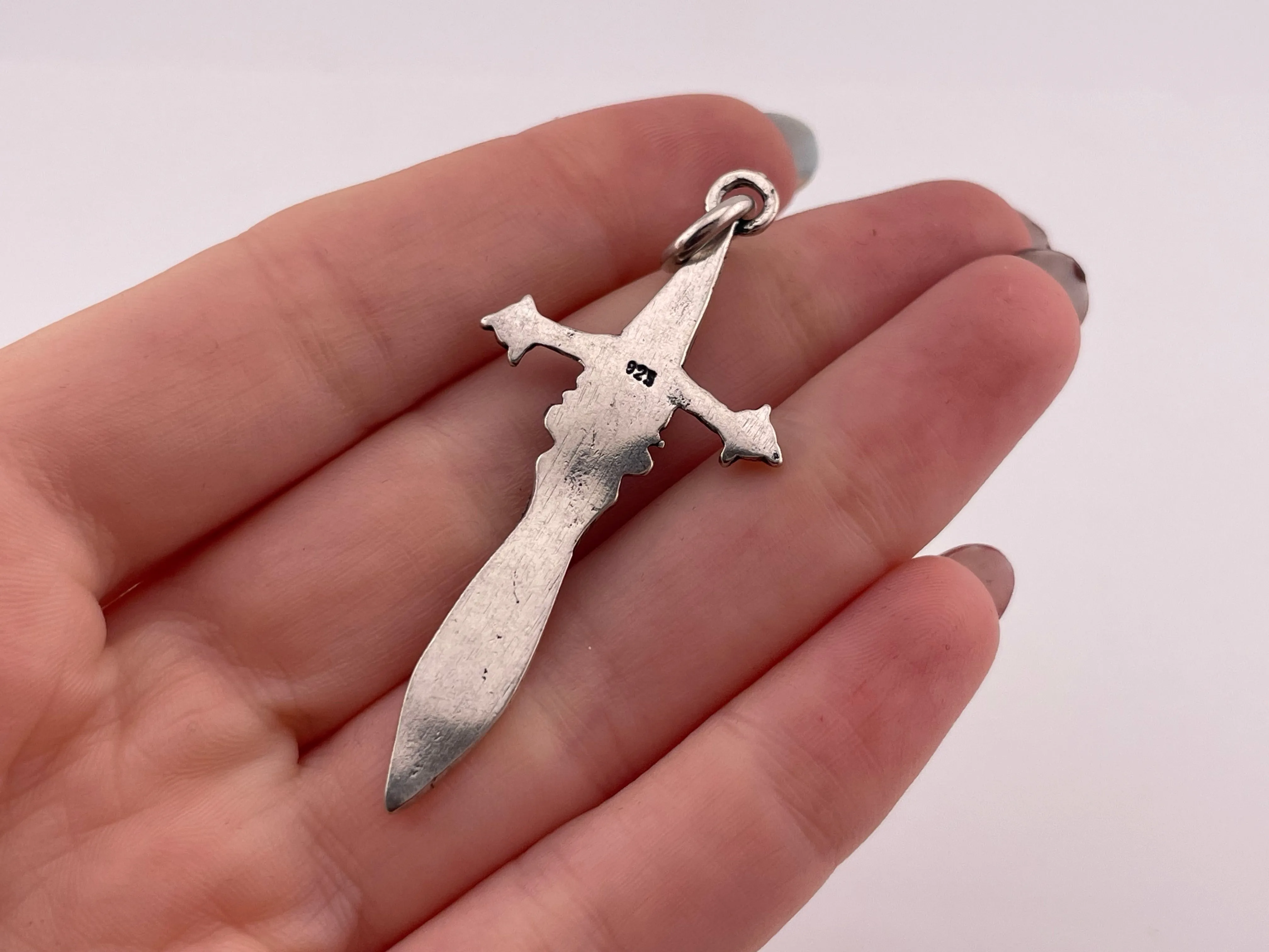 sterling silver wizard sword pendant