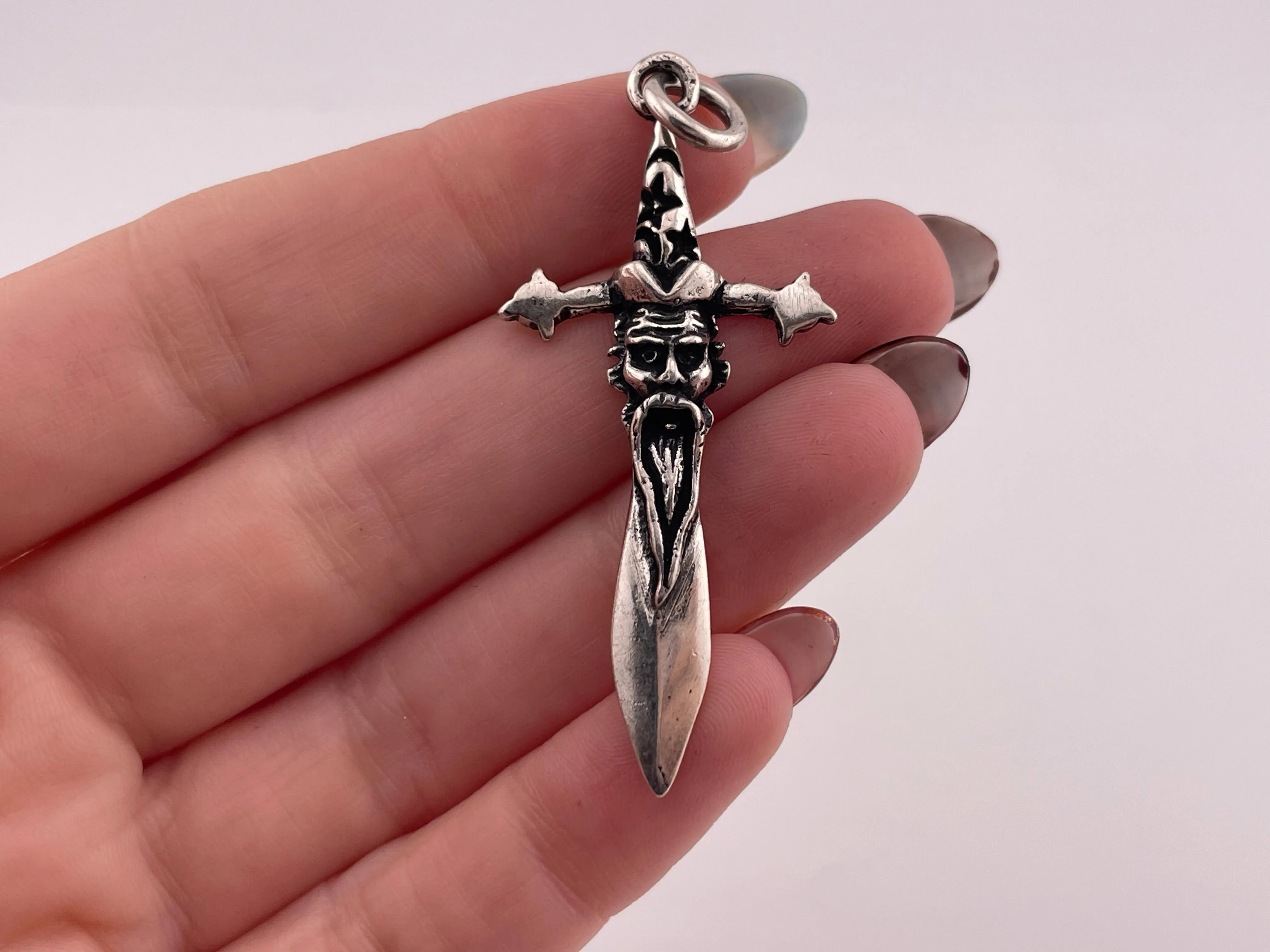 sterling silver wizard sword pendant