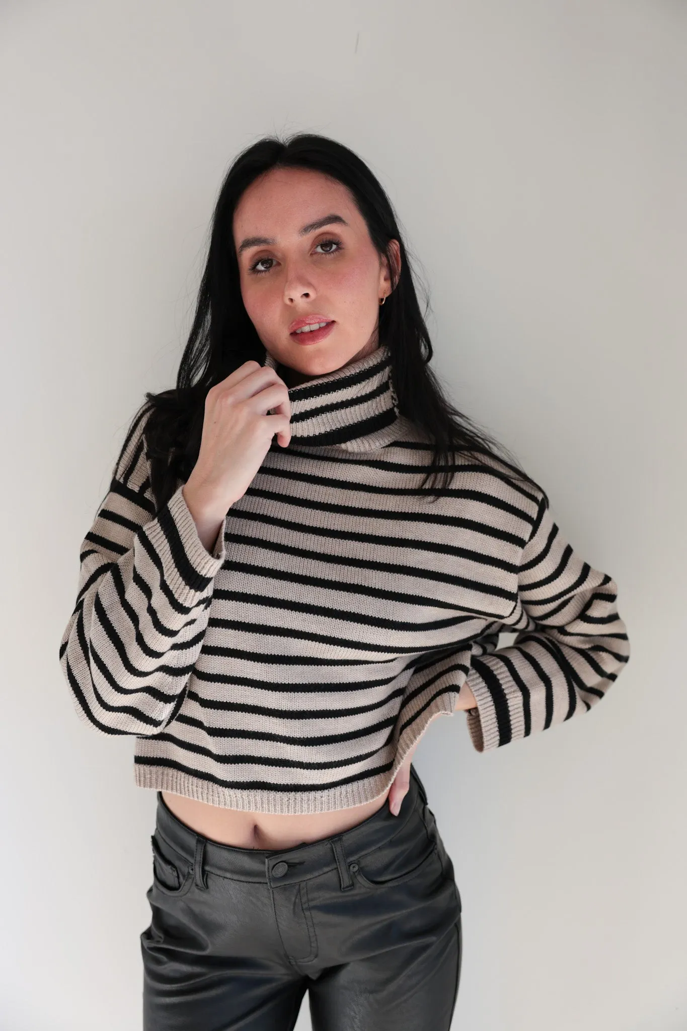 Striped Turtleneck Sweater-Final Sale
