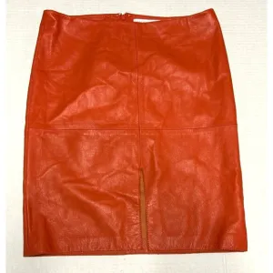 Susana Monaco Womens Burnt Orange Leather Pencil Skirt Front Slit Zips Medium