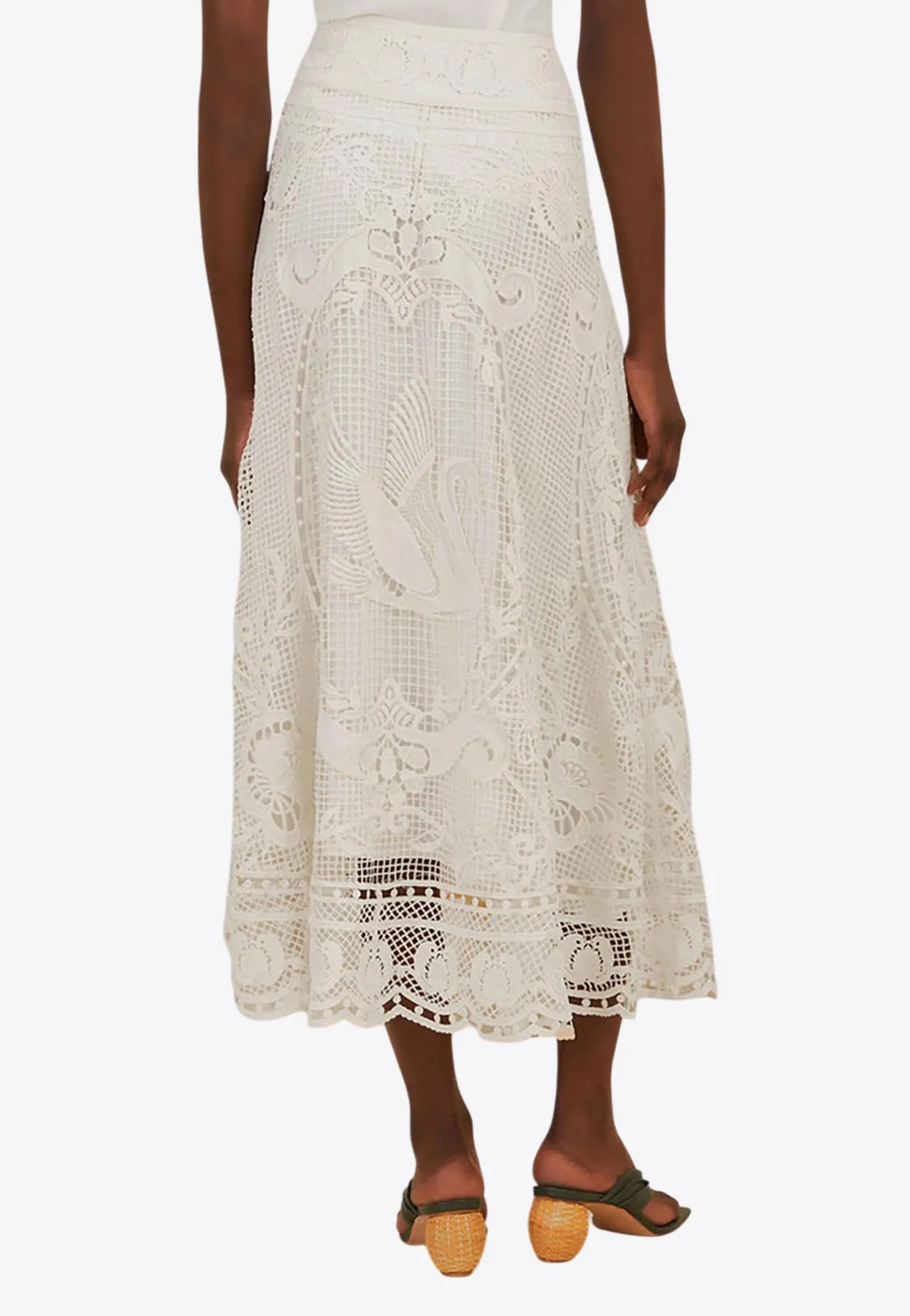 Swan Lake Guipure Lace Midi Skirt