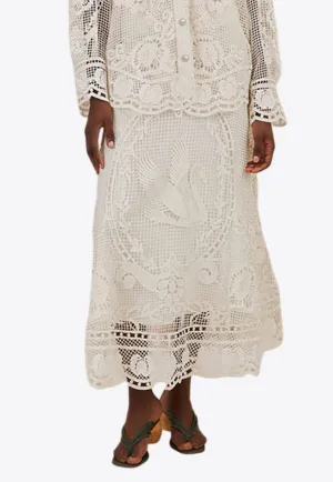 Swan Lake Guipure Lace Midi Skirt