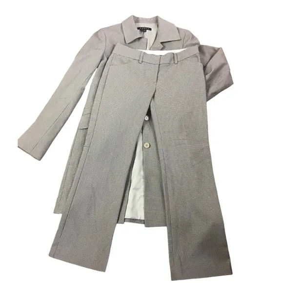 Theory Mini Houndstooth Suit/Long Jacket Size S &amp; Crop Straight Leg Slack Size 0