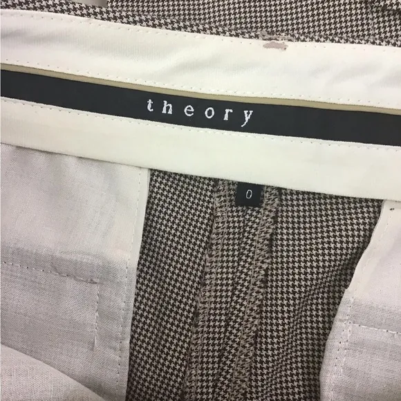 Theory Mini Houndstooth Suit/Long Jacket Size S &amp; Crop Straight Leg Slack Size 0