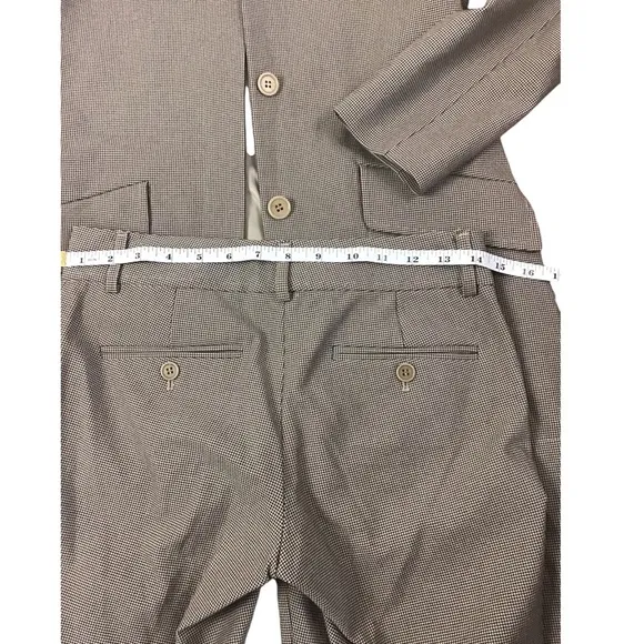 Theory Mini Houndstooth Suit/Long Jacket Size S &amp; Crop Straight Leg Slack Size 0