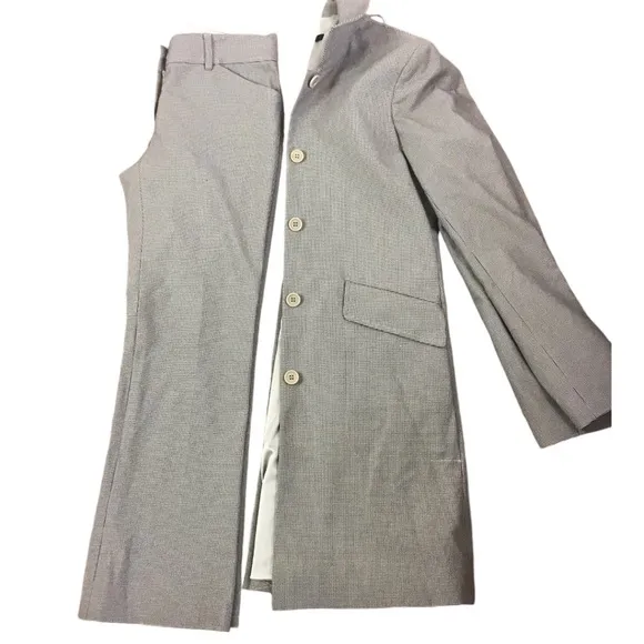 Theory Mini Houndstooth Suit/Long Jacket Size S &amp; Crop Straight Leg Slack Size 0