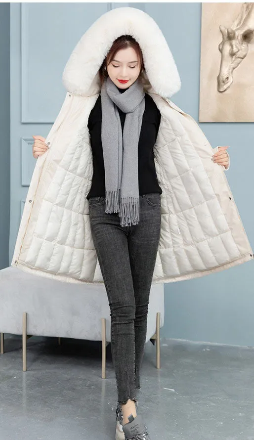 Thickened Windproof Parka Featuring a Waist Drawstring