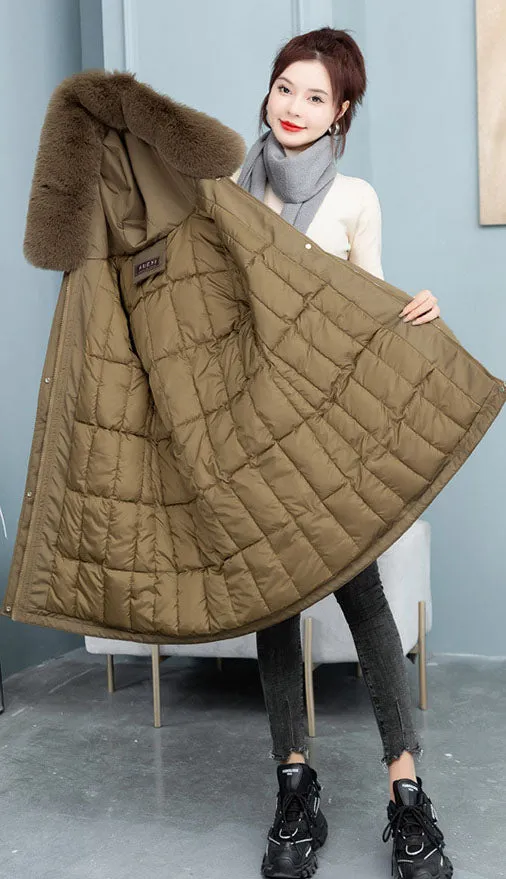 Thickened Windproof Parka Featuring a Waist Drawstring