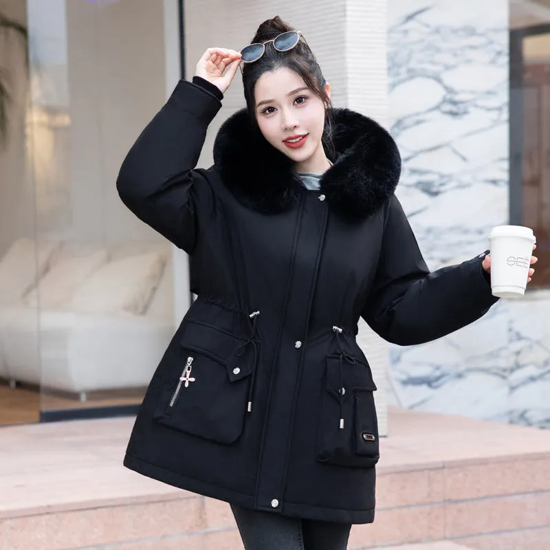 Thickened Windproof Parka Featuring Zip-up and Bellows Pocket