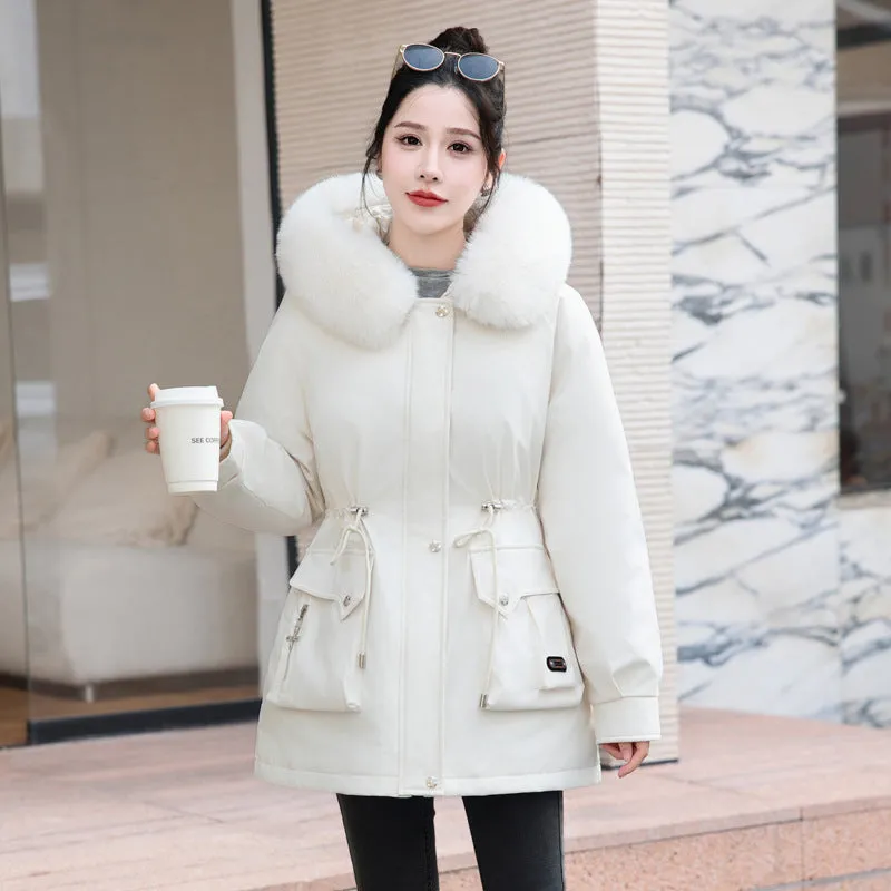 Thickened Windproof Parka Featuring Zip-up and Bellows Pocket