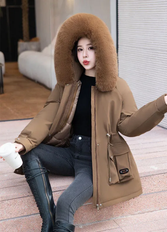 Thickened Windproof Parka Featuring Zip-up and Bellows Pocket