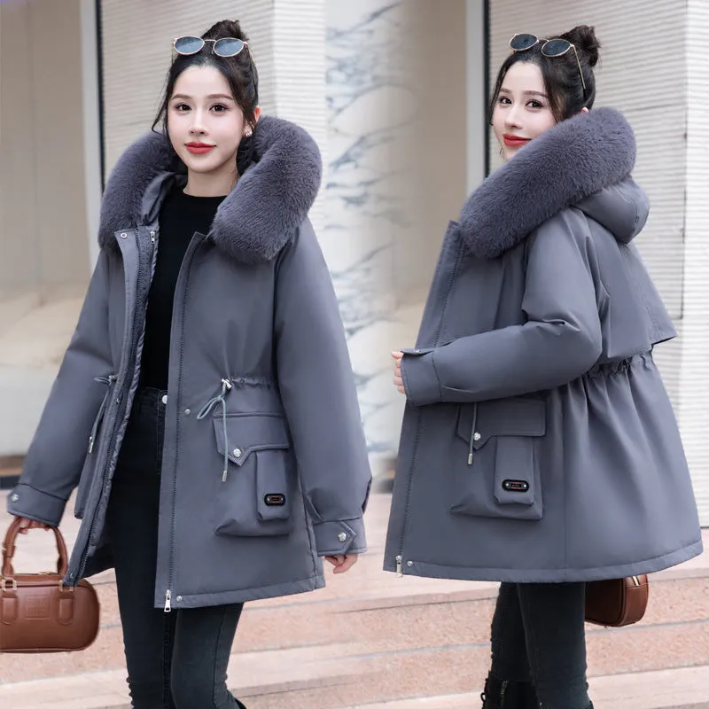 Thickened Windproof Parka Featuring Zip-up and Bellows Pocket
