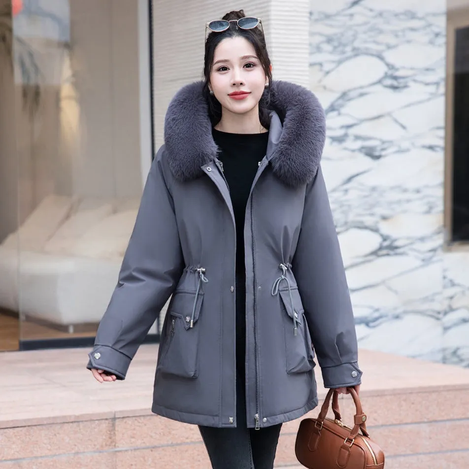 Thickened Windproof Parka Featuring Zip-up and Bellows Pocket