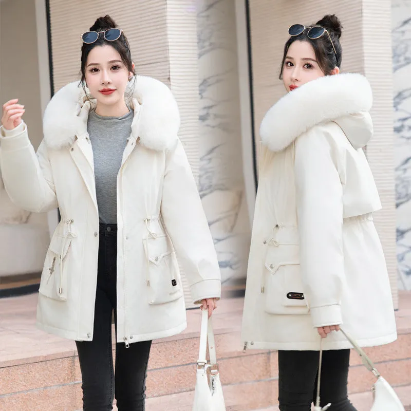 Thickened Windproof Parka Featuring Zip-up and Bellows Pocket