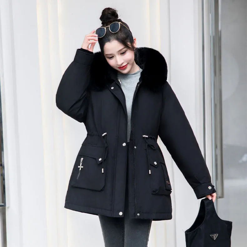 Thickened Windproof Parka Featuring Zip-up and Bellows Pocket