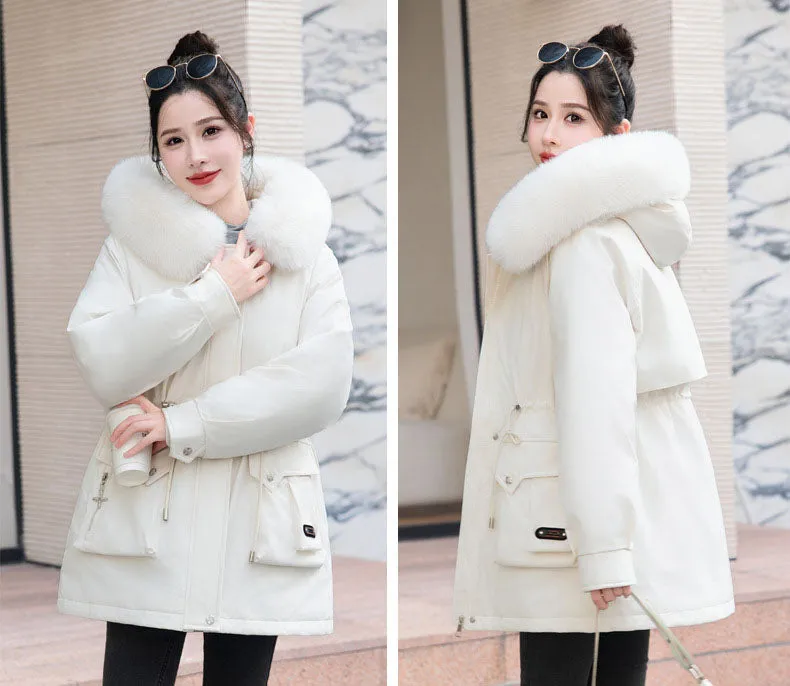 Thickened Windproof Parka Featuring Zip-up and Bellows Pocket