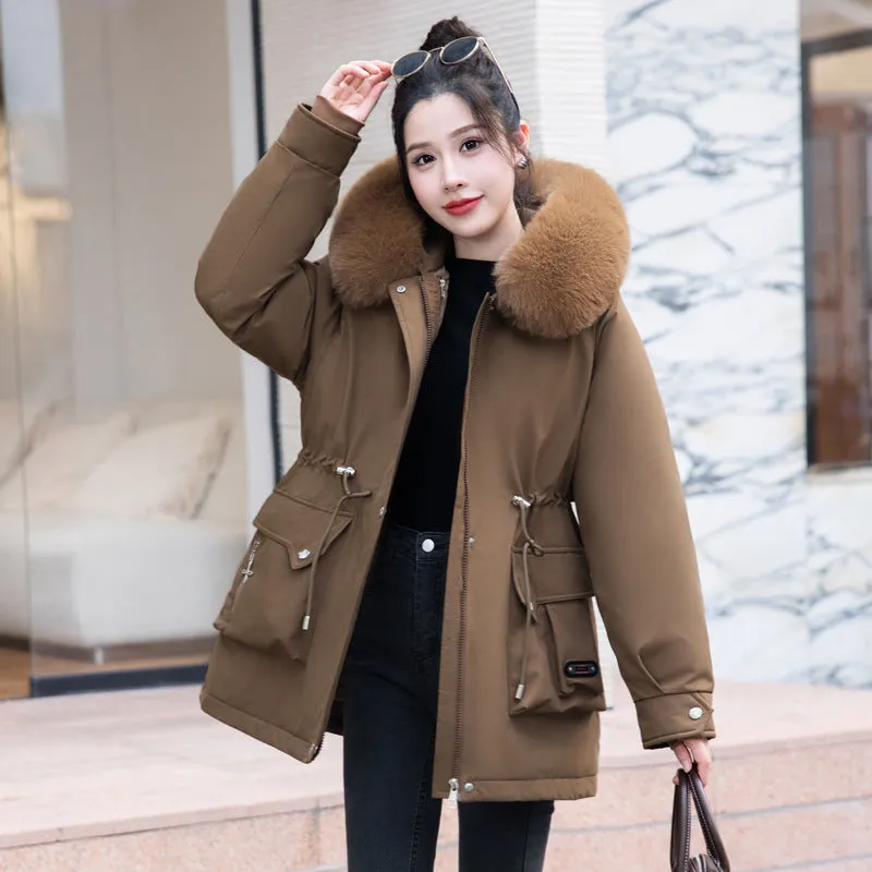 Thickened Windproof Parka Featuring Zip-up and Bellows Pocket