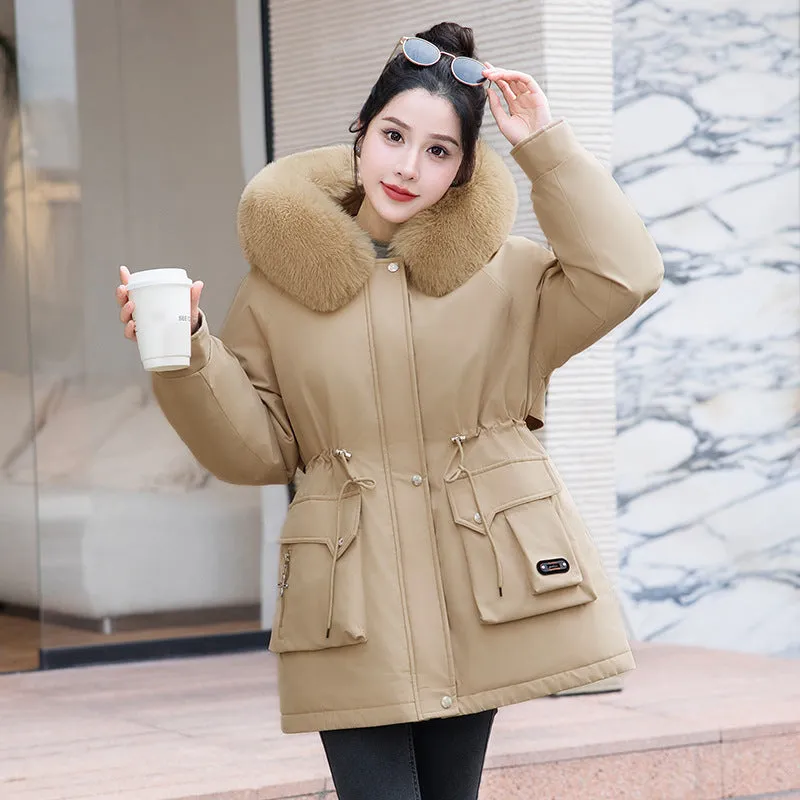 Thickened Windproof Parka Featuring Zip-up and Bellows Pocket