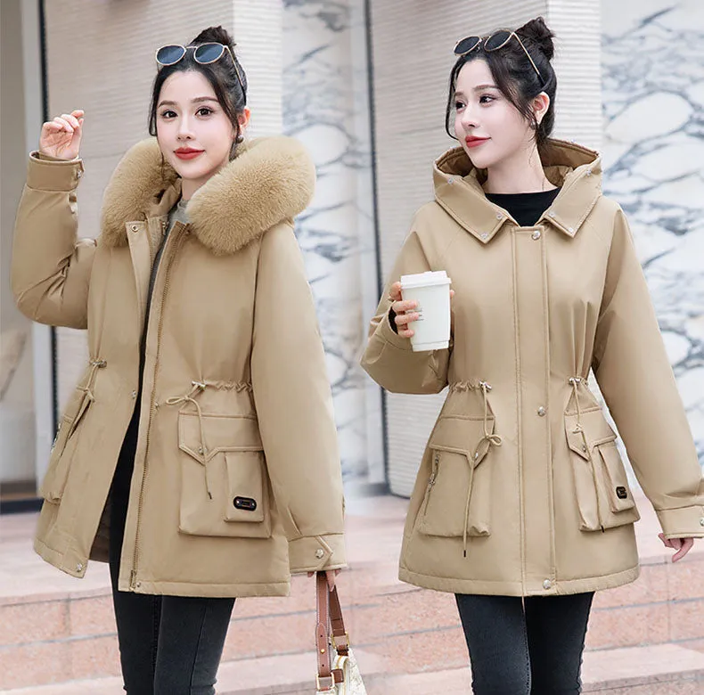 Thickened Windproof Parka Featuring Zip-up and Bellows Pocket