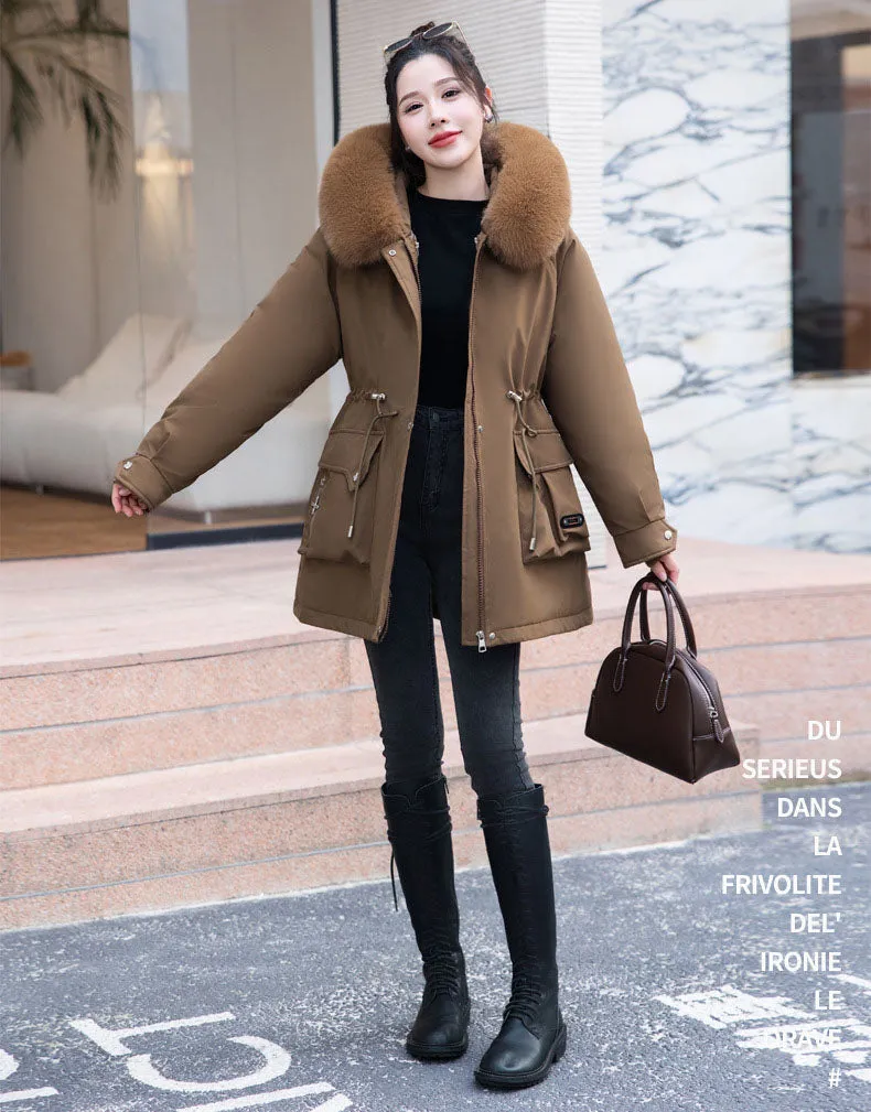 Thickened Windproof Parka Featuring Zip-up and Bellows Pocket