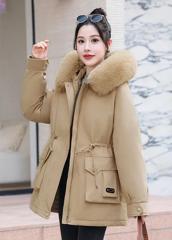 Thickened Windproof Parka Featuring Zip-up and Bellows Pocket