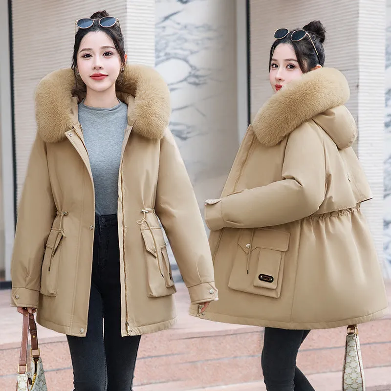 Thickened Windproof Parka Featuring Zip-up and Bellows Pocket
