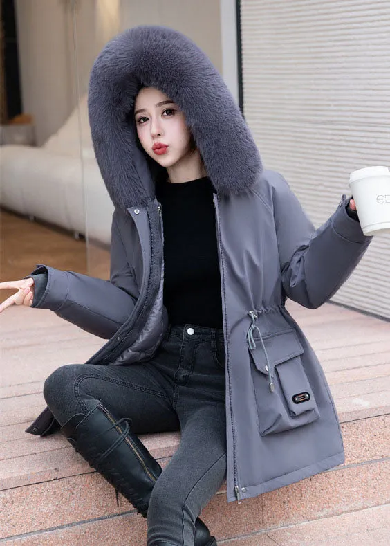 Thickened Windproof Parka Featuring Zip-up and Bellows Pocket