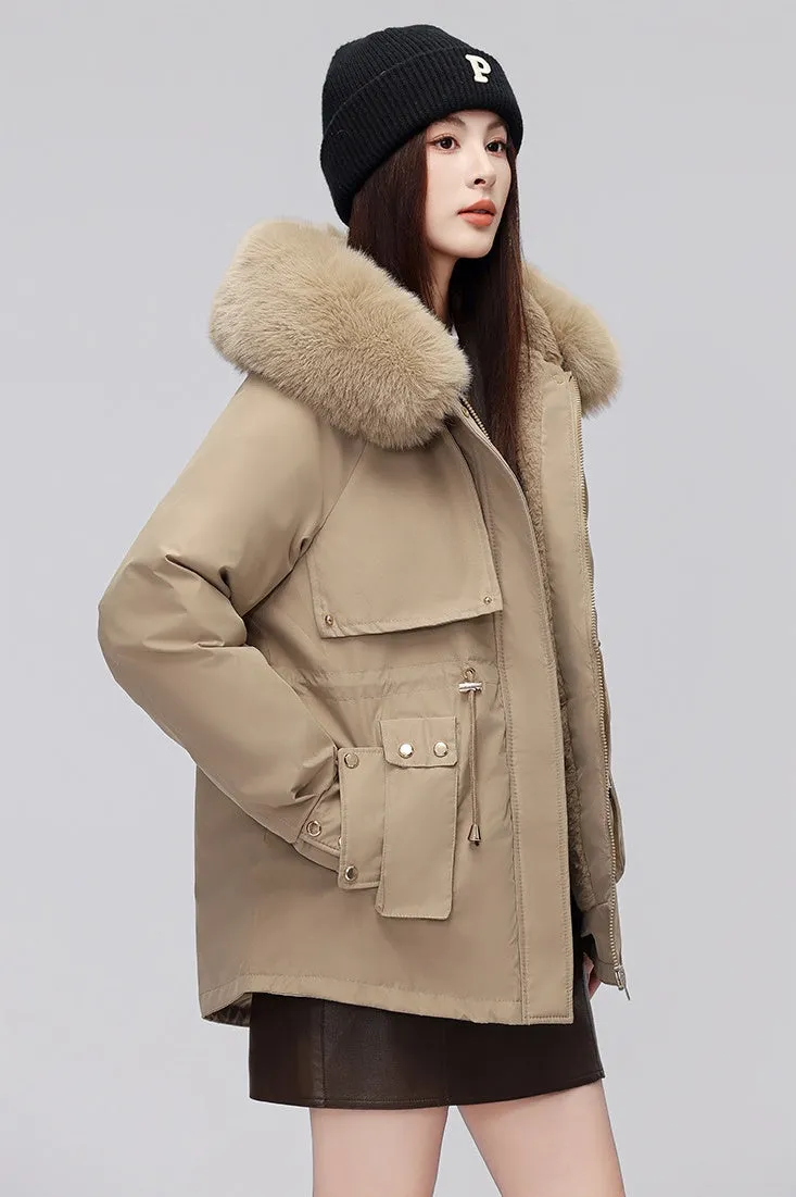 Thickened Zip-Up Women's Parka with Windproof Features